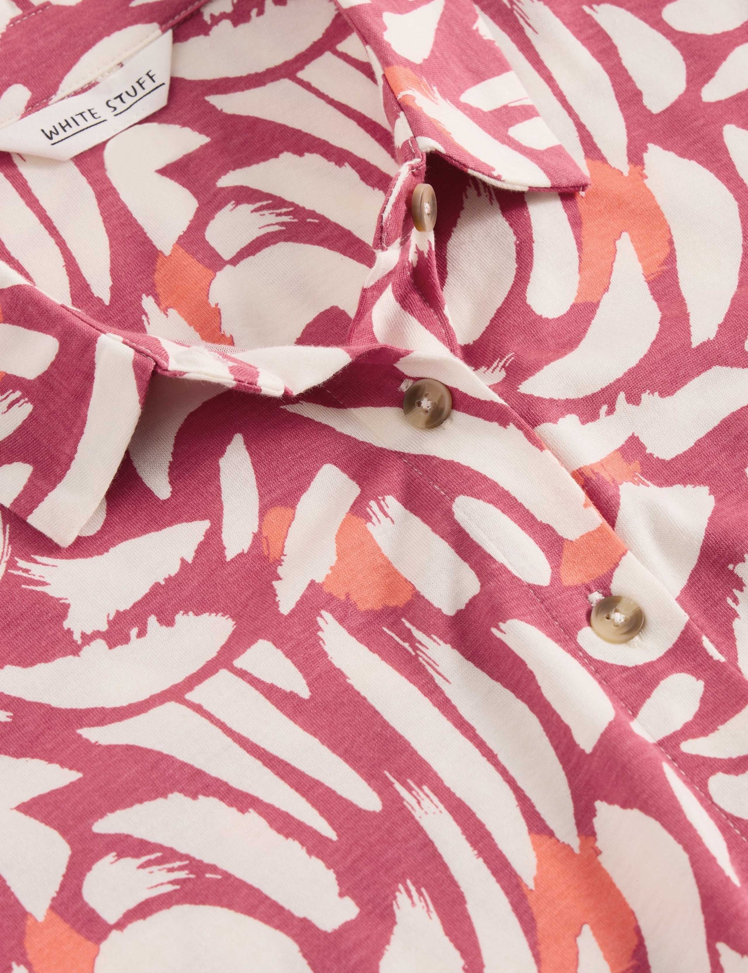 Cotton Modal Printed V Neck Midi Shirt Dress 6 of 6