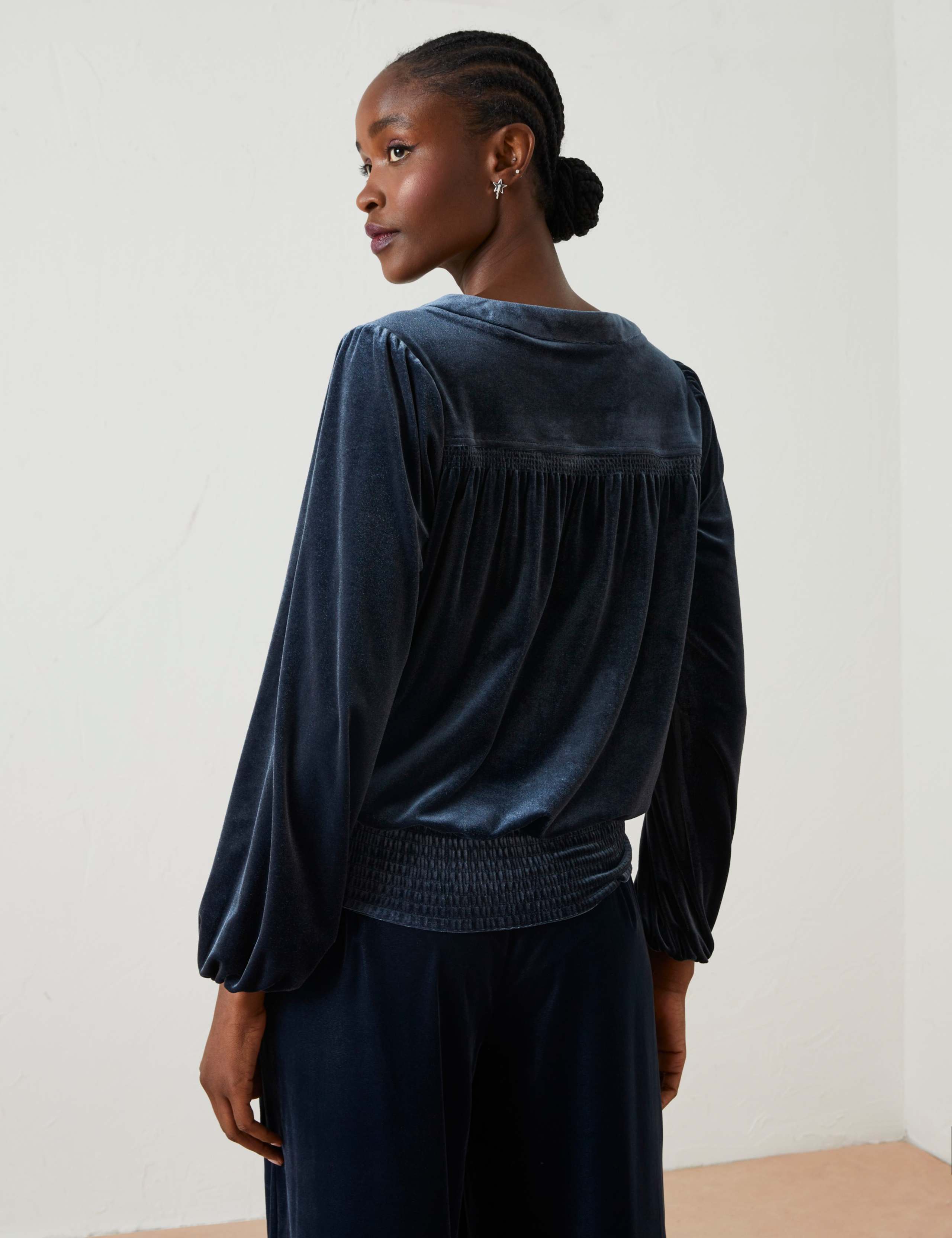 Velvet V-Neck Tie Front Wrap Top 4 of 6