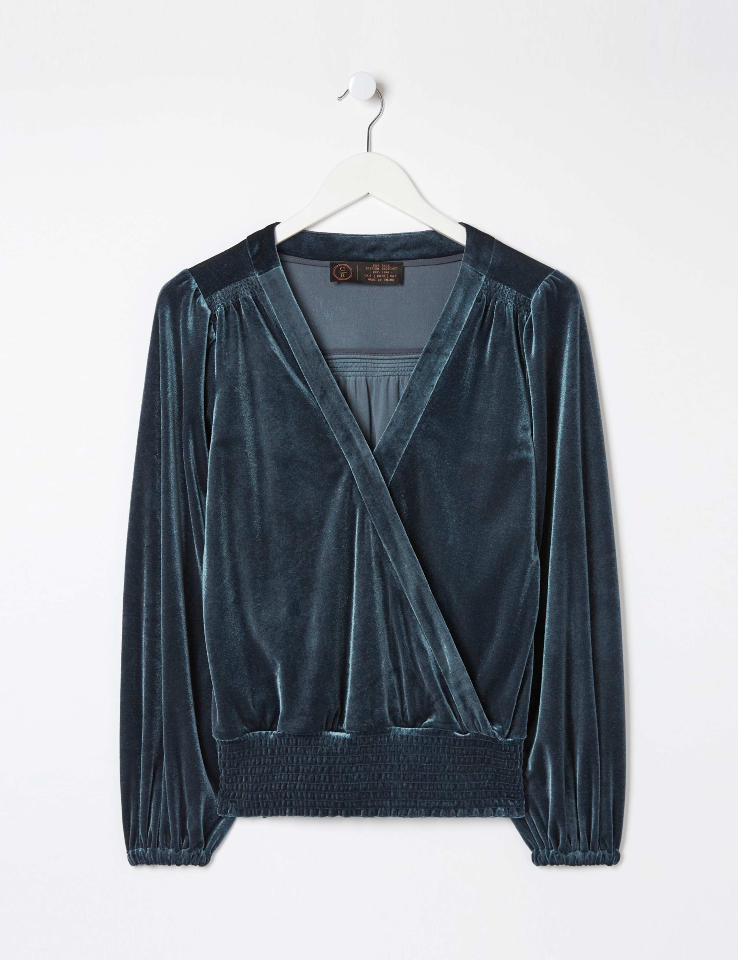 Velvet V-Neck Tie Front Wrap Top 2 of 6
