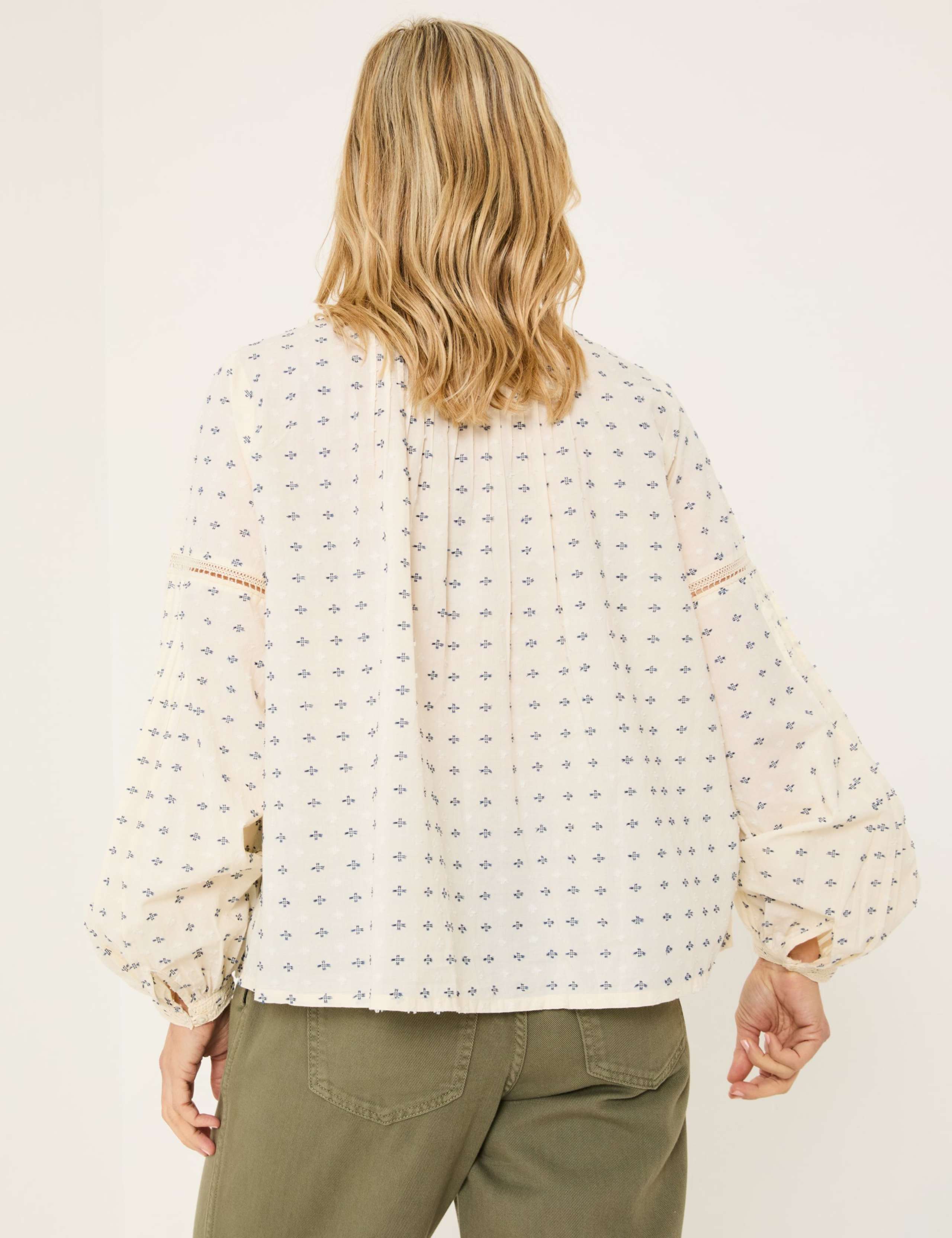 Cotton Rich Embroidered Lace Insert Blouse 3 of 5