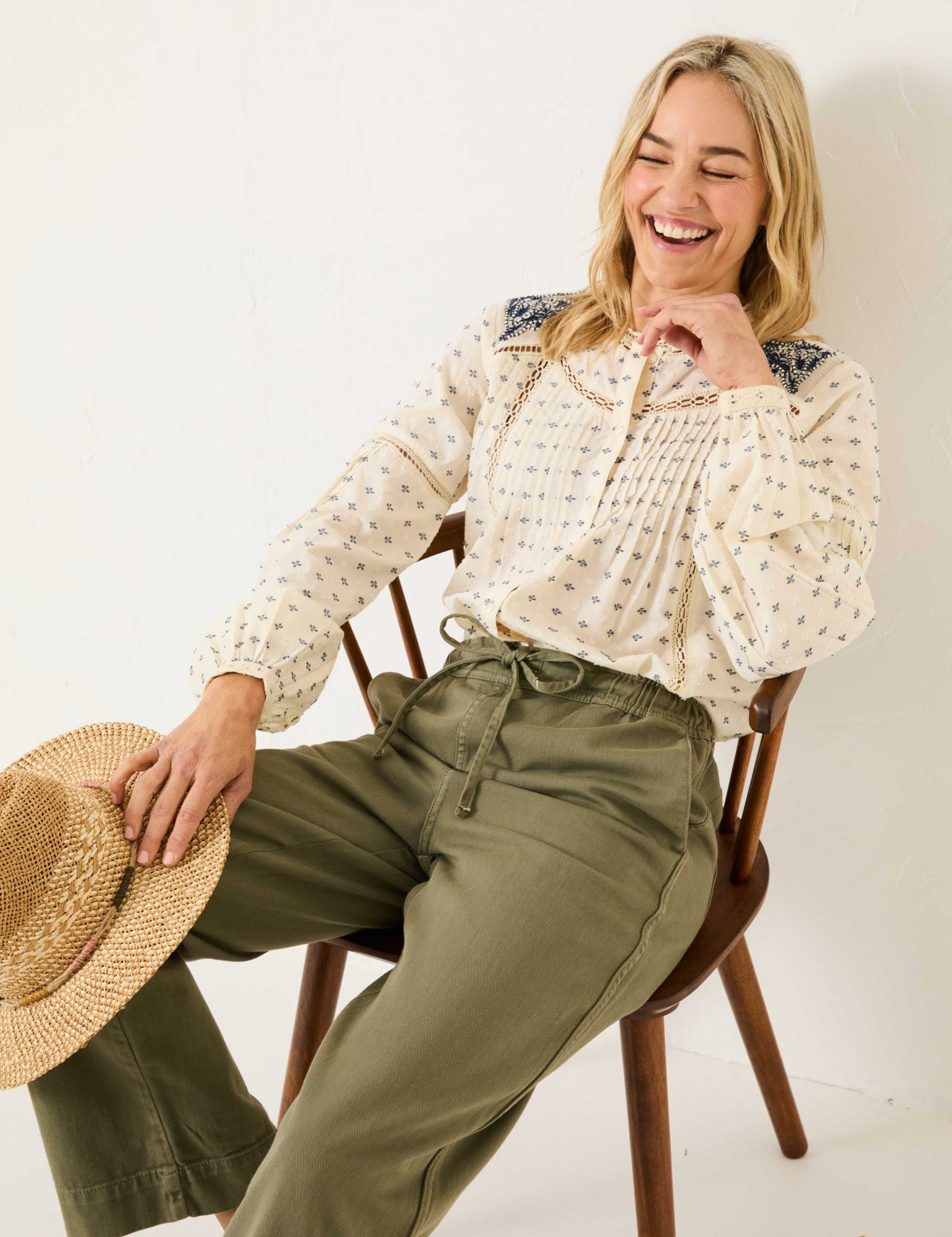 Cotton Rich Embroidered Lace Insert Blouse 5 of 5