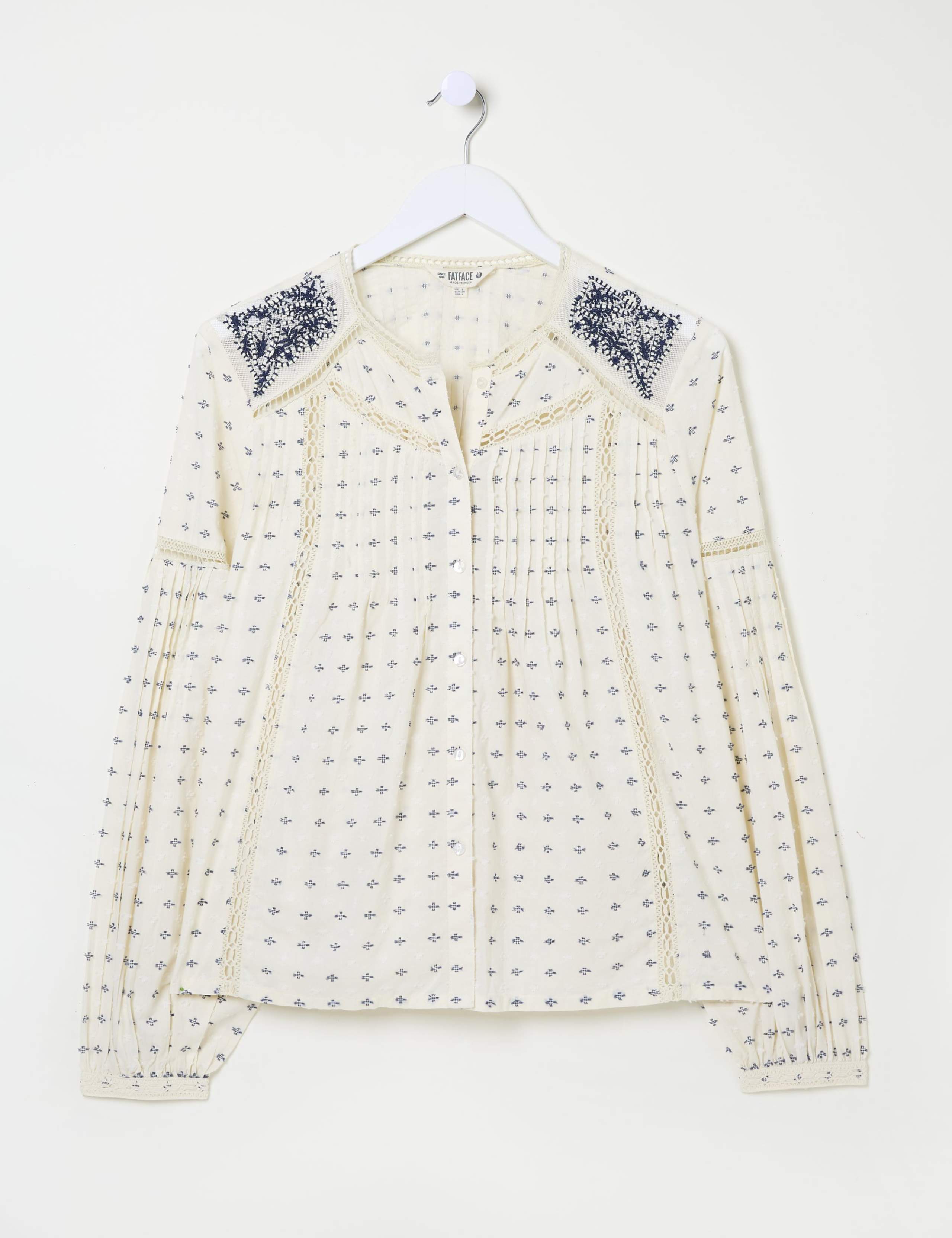 Cotton Rich Embroidered Lace Insert Blouse 2 of 5