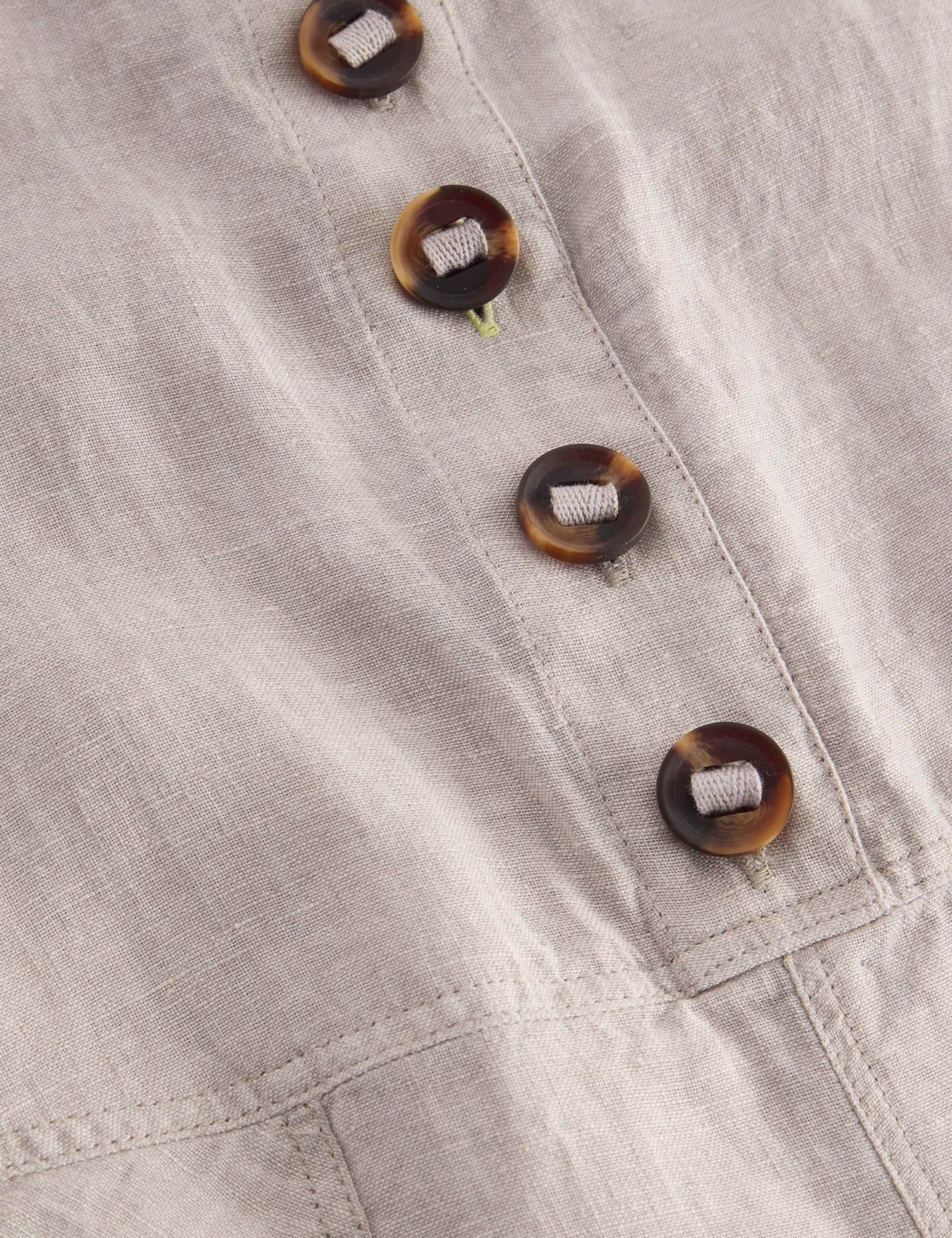 Pure Linen Cropped Dungarees 9 of 10