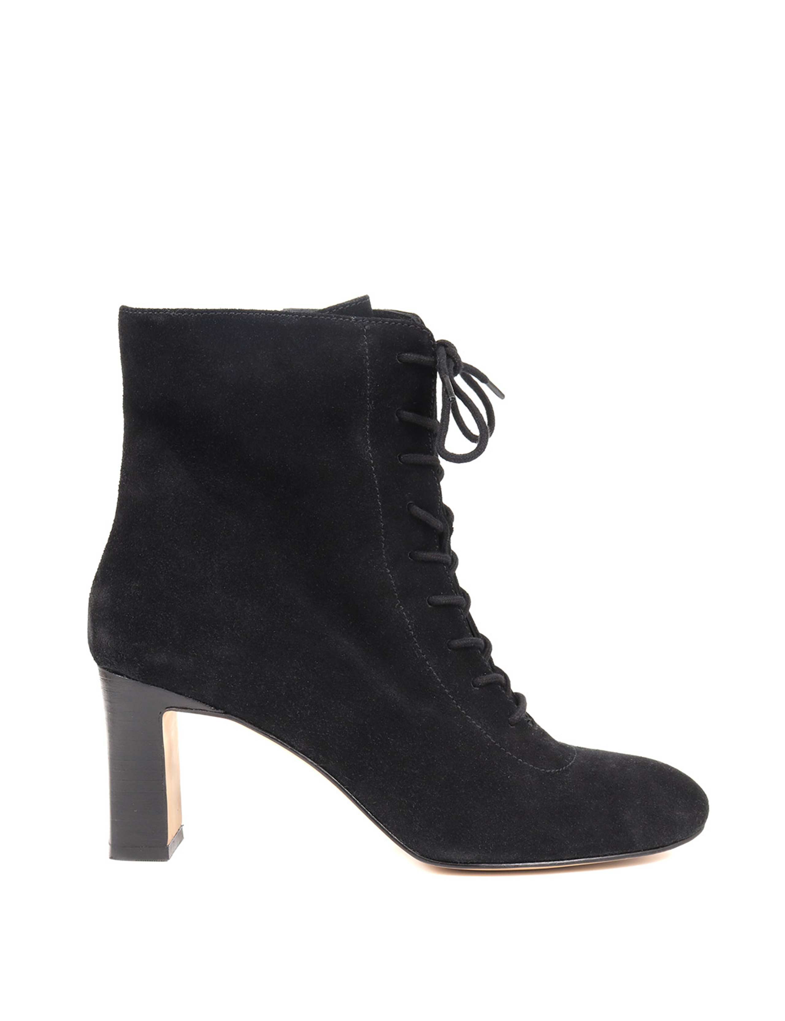 Suede Lace Up Block Heel Ankle Boots 2 of 7