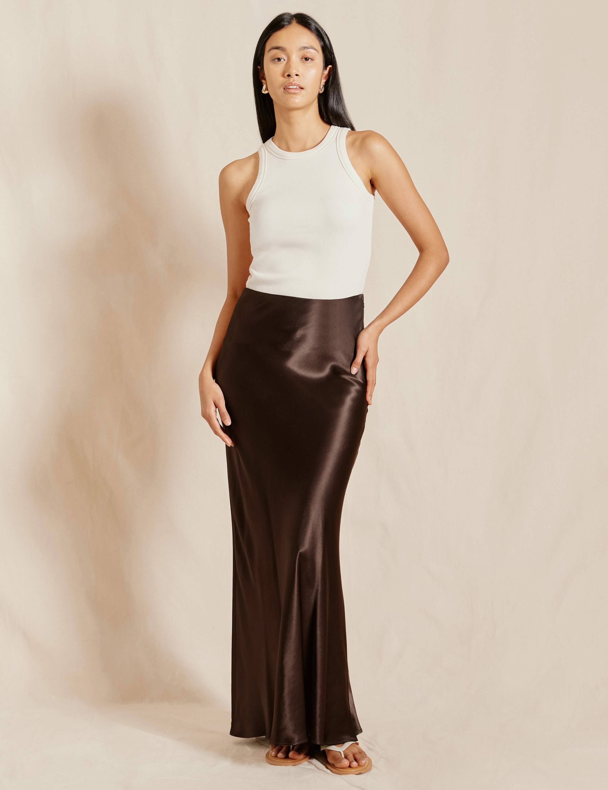 Satin Maxi Column Skirt 1 of 3