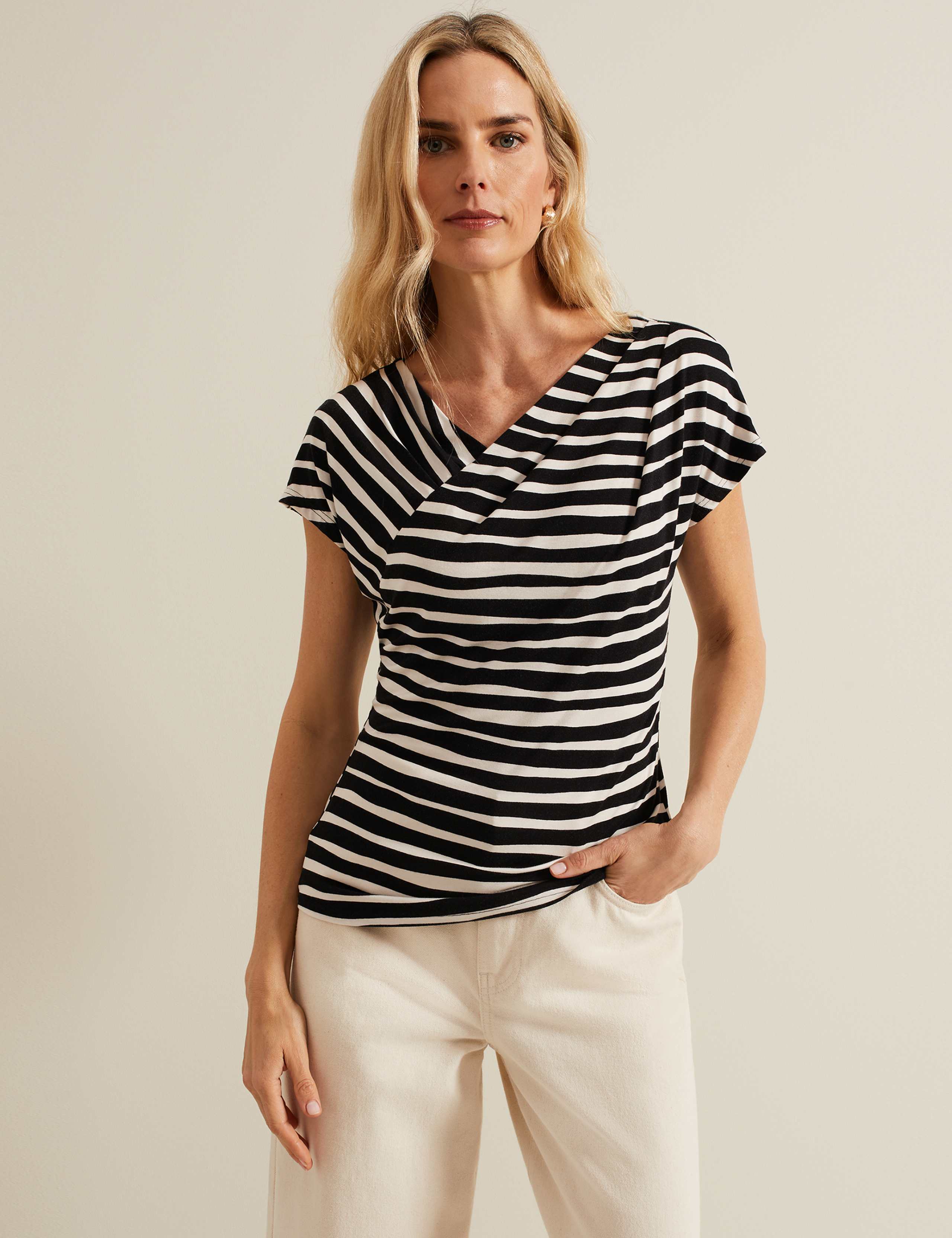 Striped V-Neck Top 1 of 6