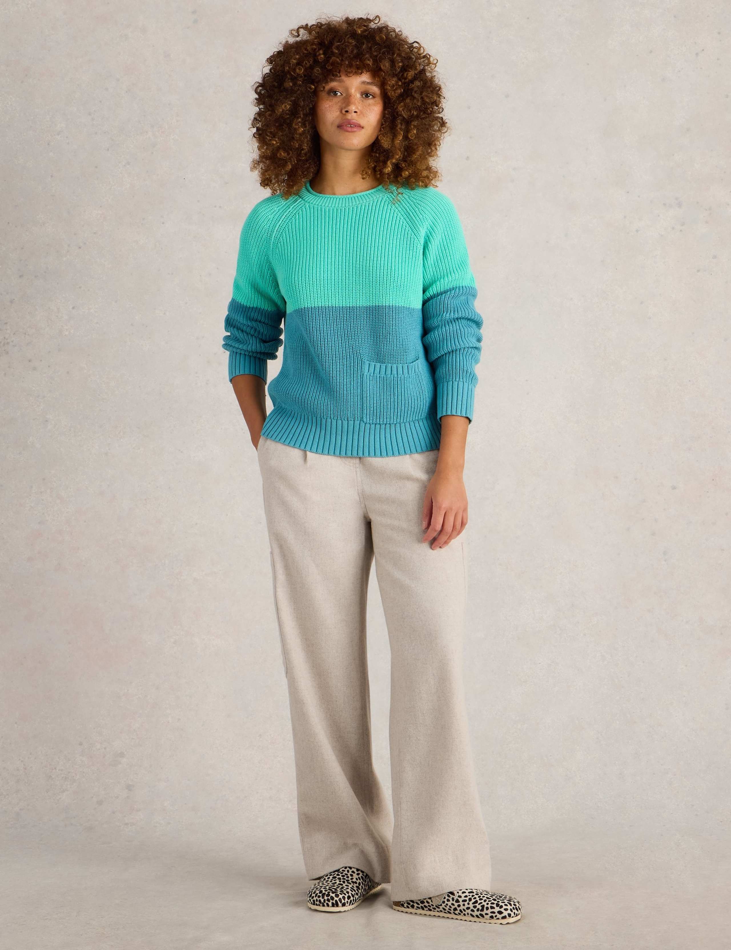 Pure Cotton Textured Crew Neck Jumper 3 of 6