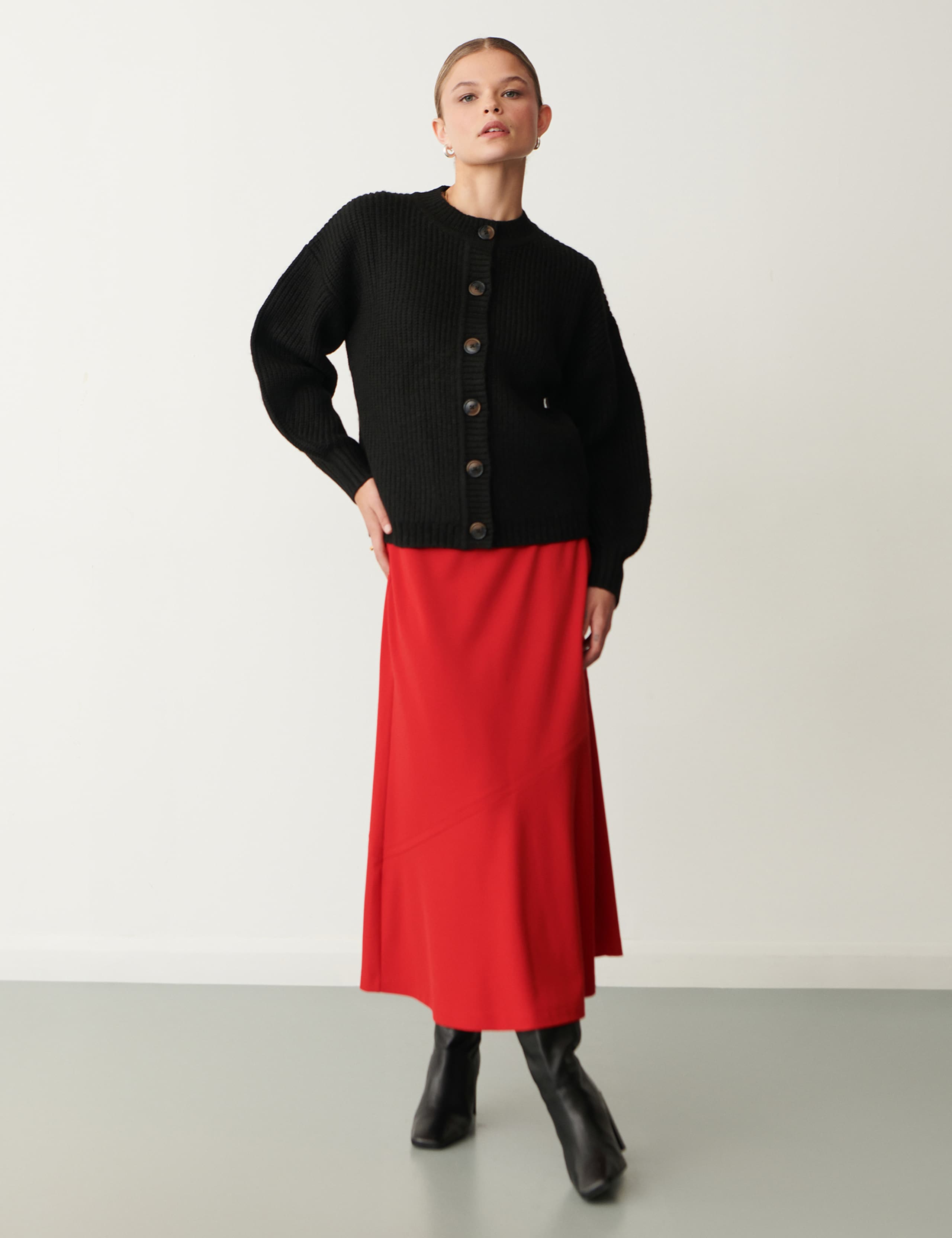 Ponte Jersey Seam Detail Midi A-Line Skirt 4 of 4