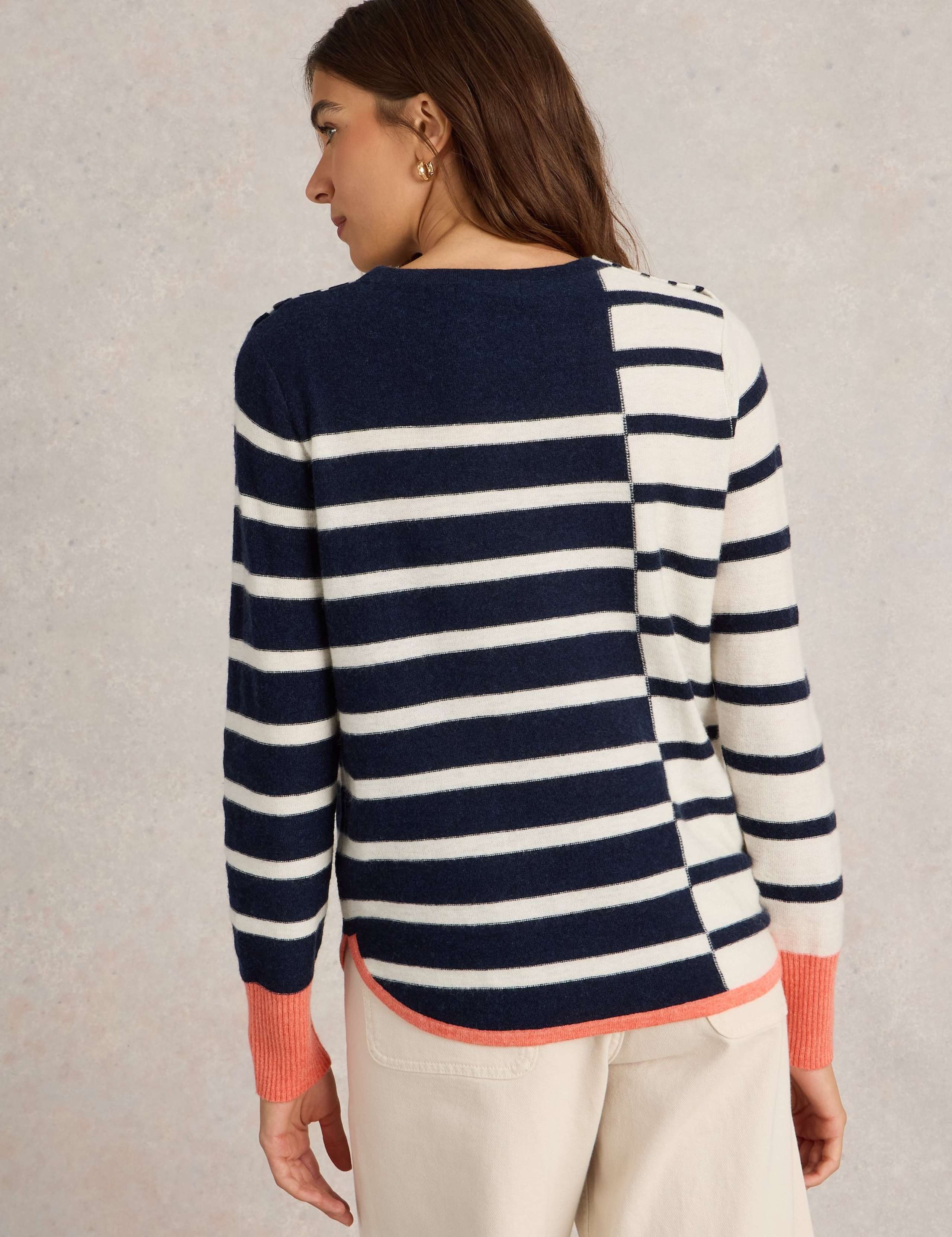 Wool Blend Striped Crew Neck Jumper 4 of 6
