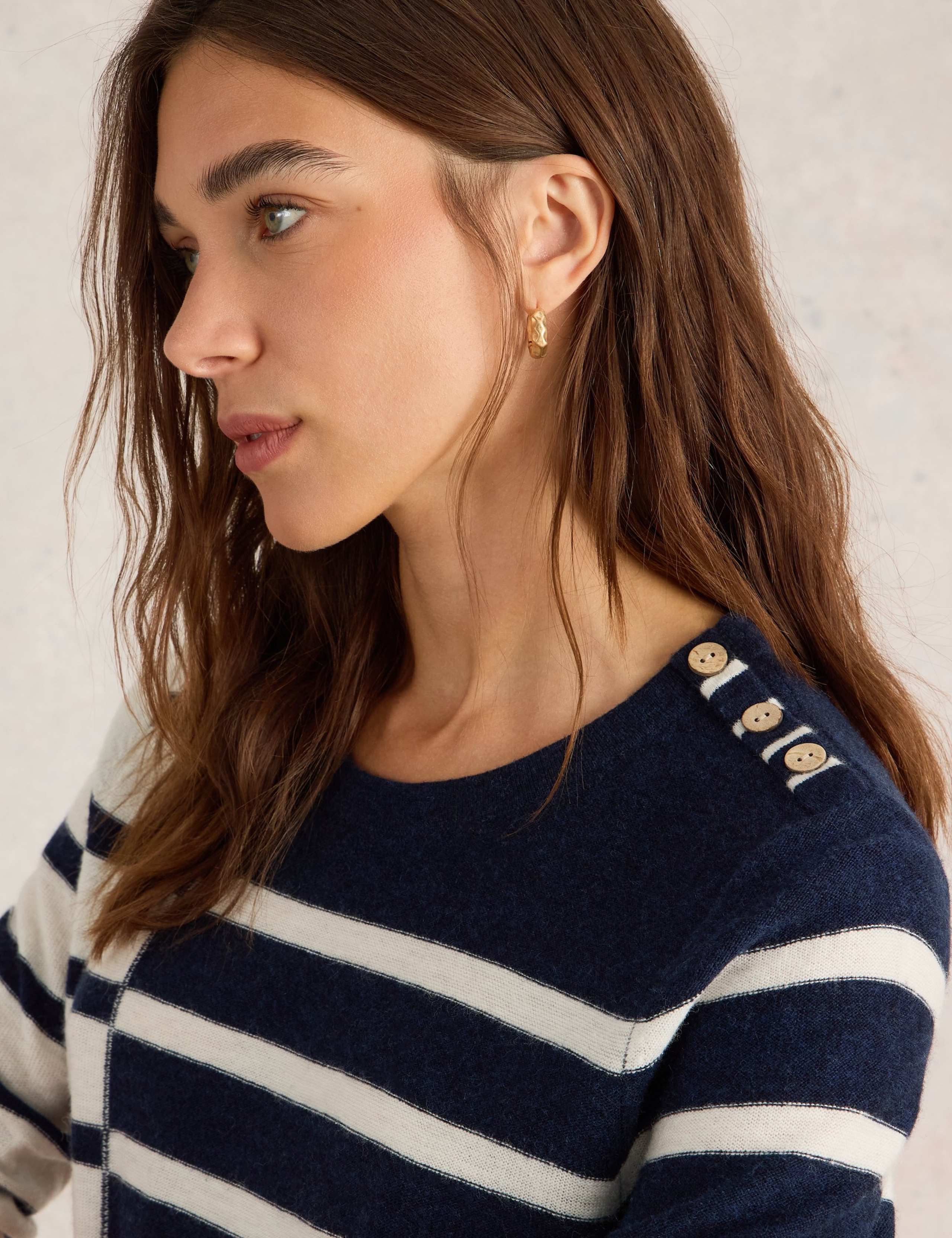 Wool Blend Striped Crew Neck Jumper 5 of 6