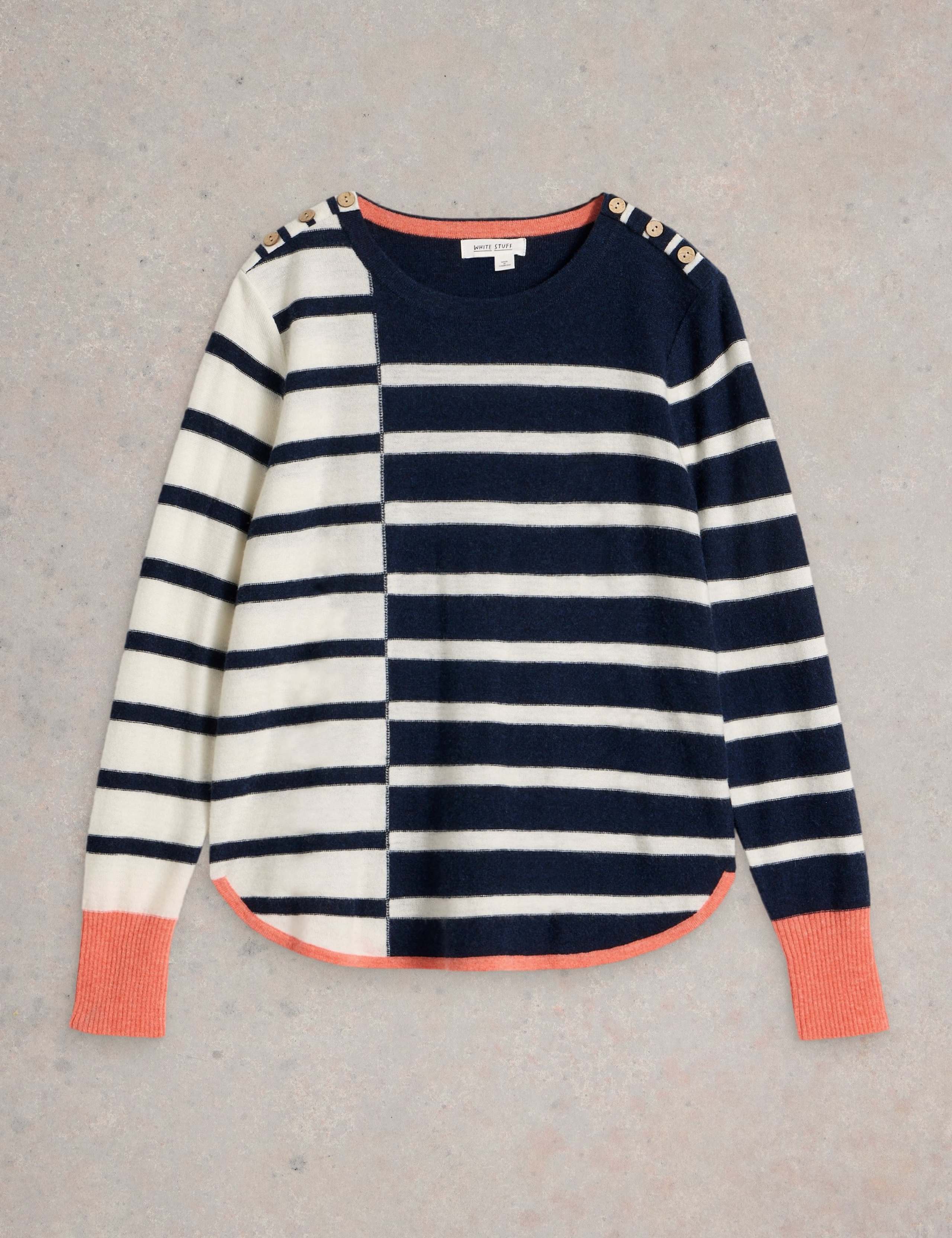 Wool Blend Striped Crew Neck Jumper 2 of 6