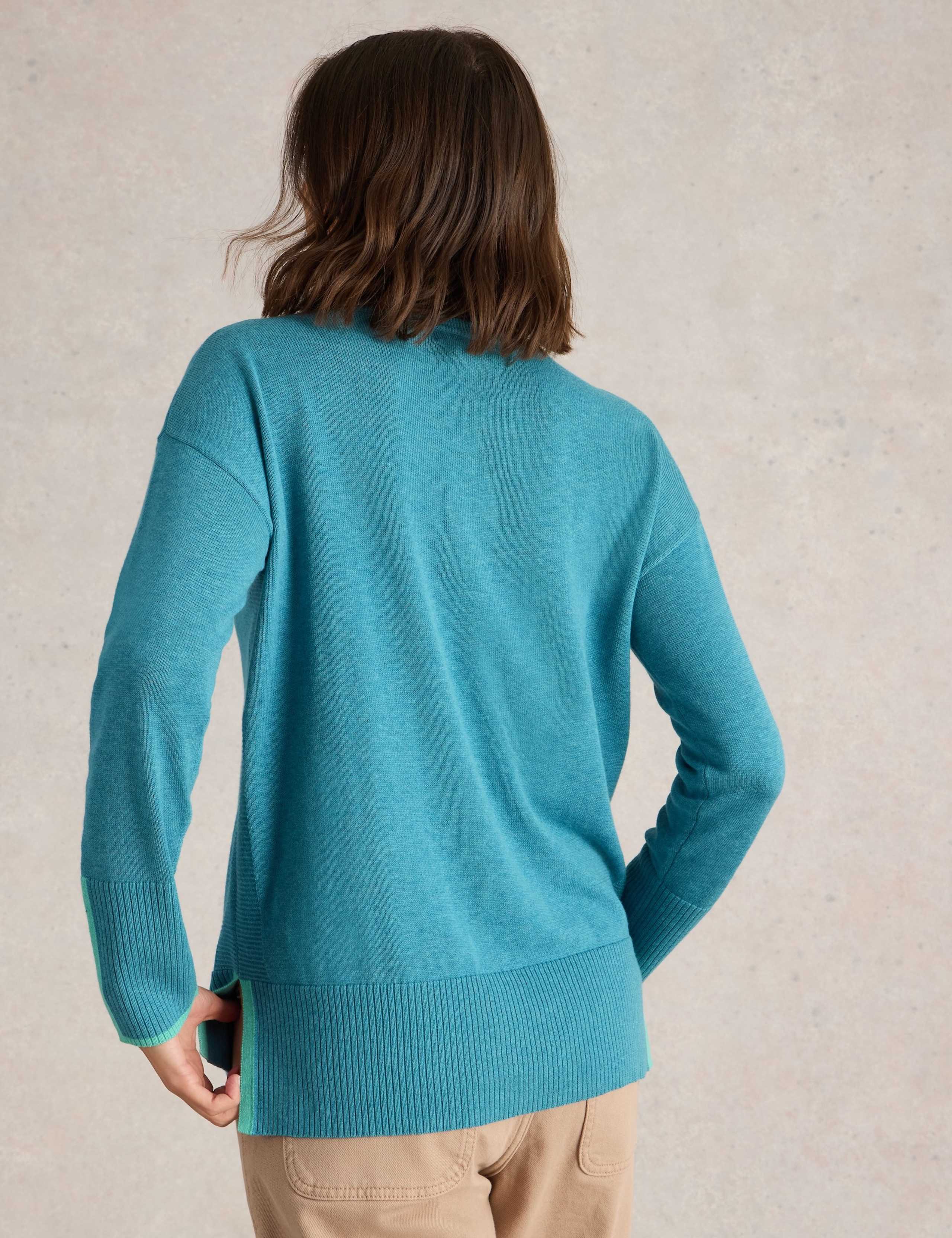 Cotton Rich Crew Neck Stepped Hem Jumper 4 of 6