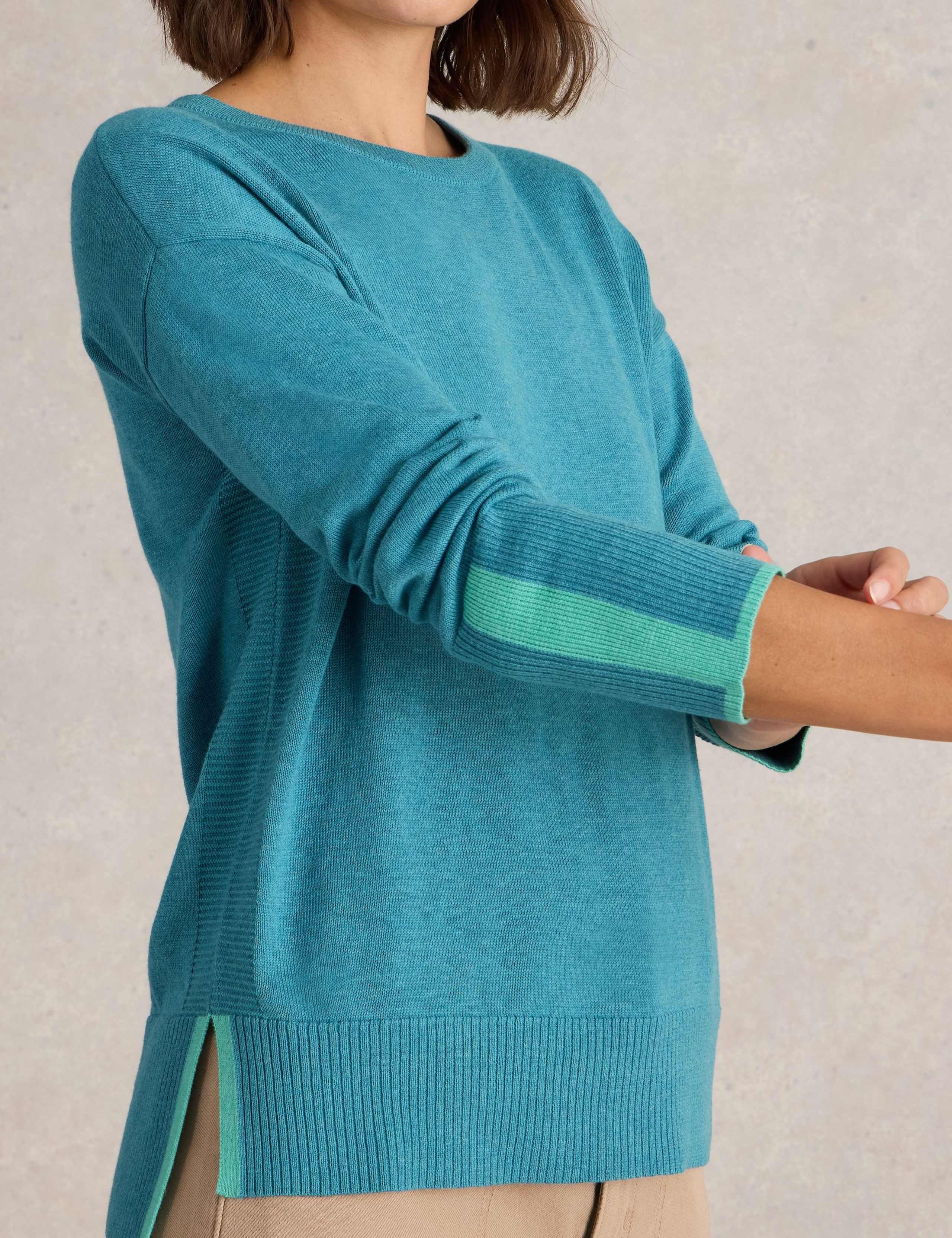 Cotton Rich Crew Neck Stepped Hem Jumper 5 of 6