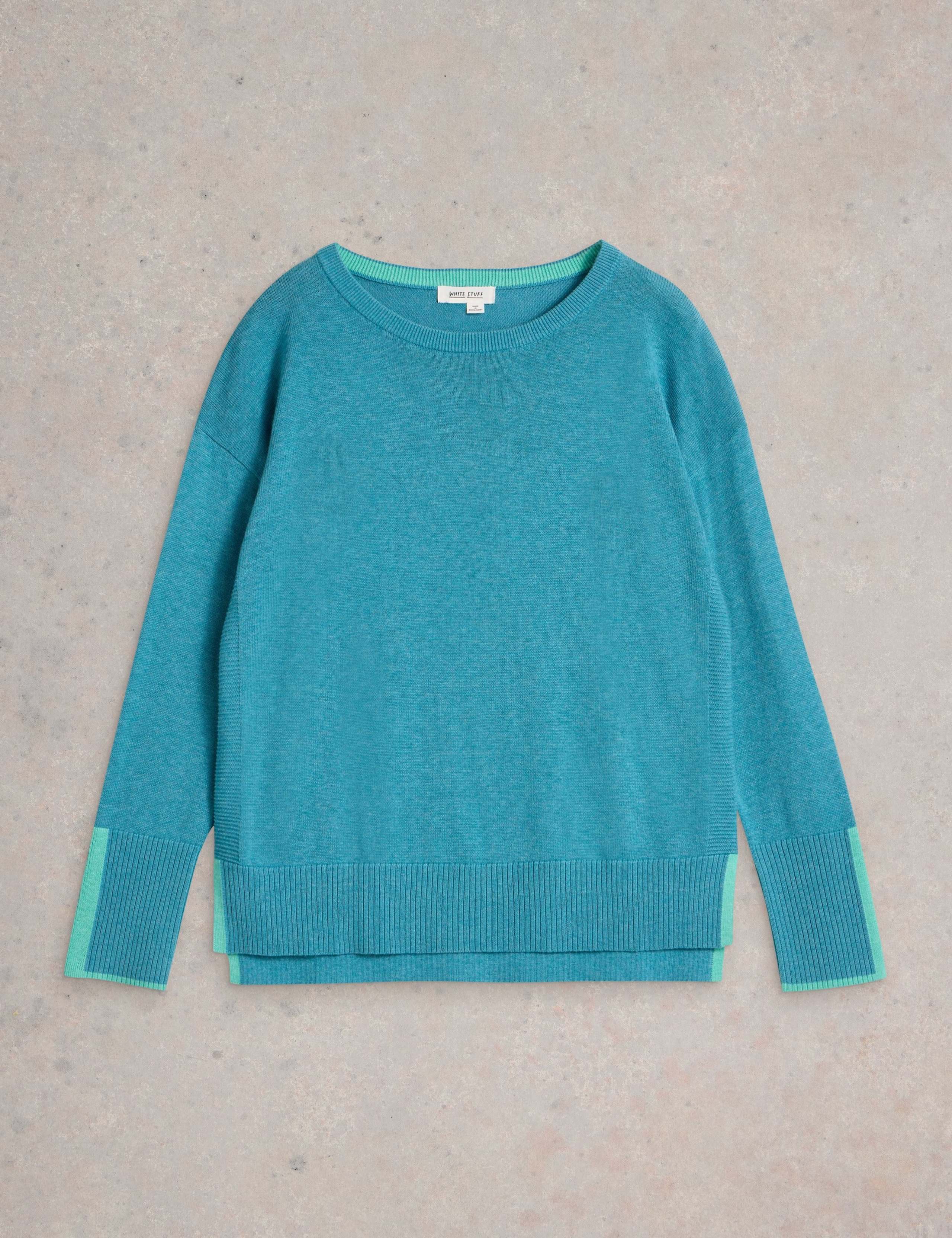 Cotton Rich Crew Neck Stepped Hem Jumper 2 of 6