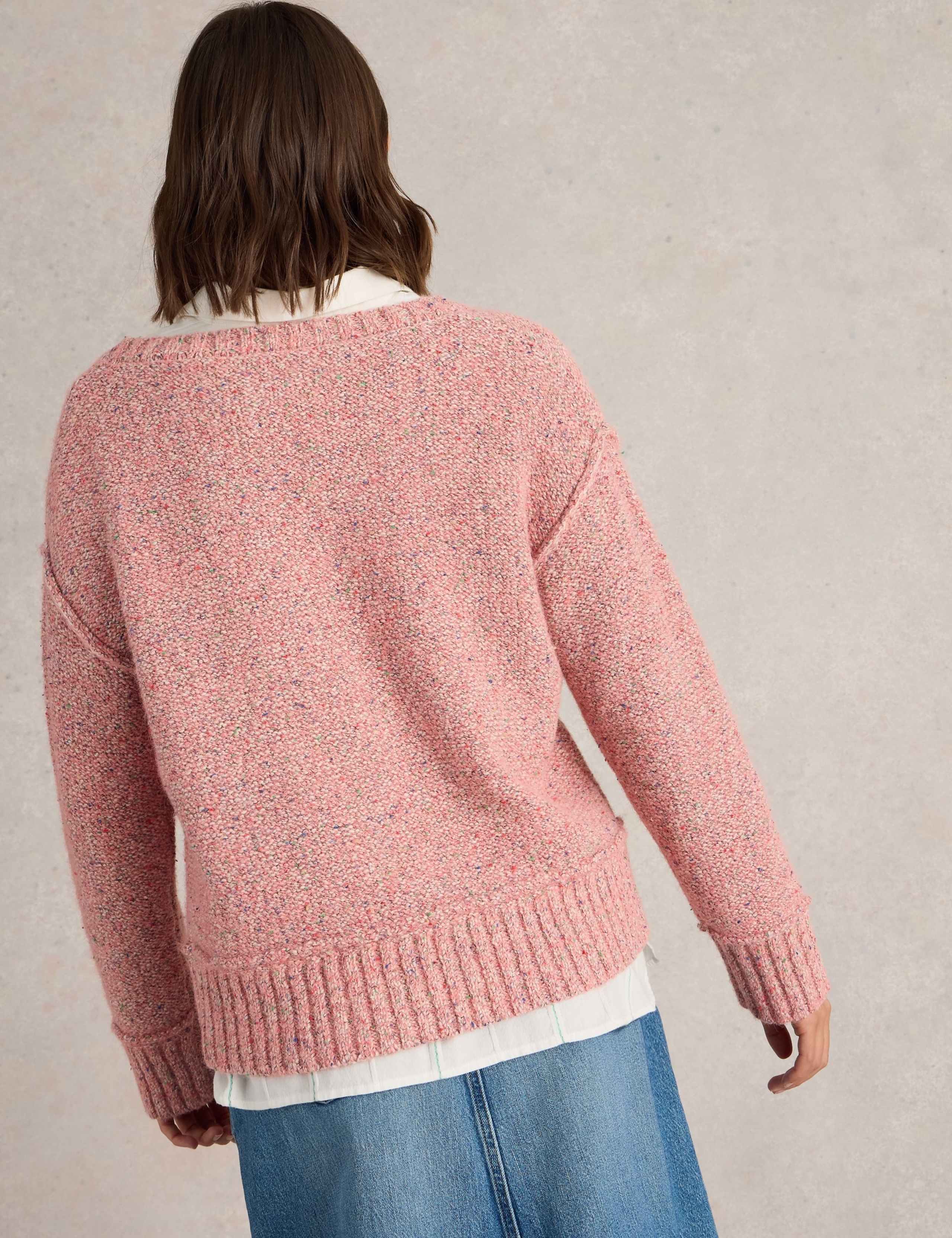 Cotton Rich Textured V-Neck Jumper 4 of 6