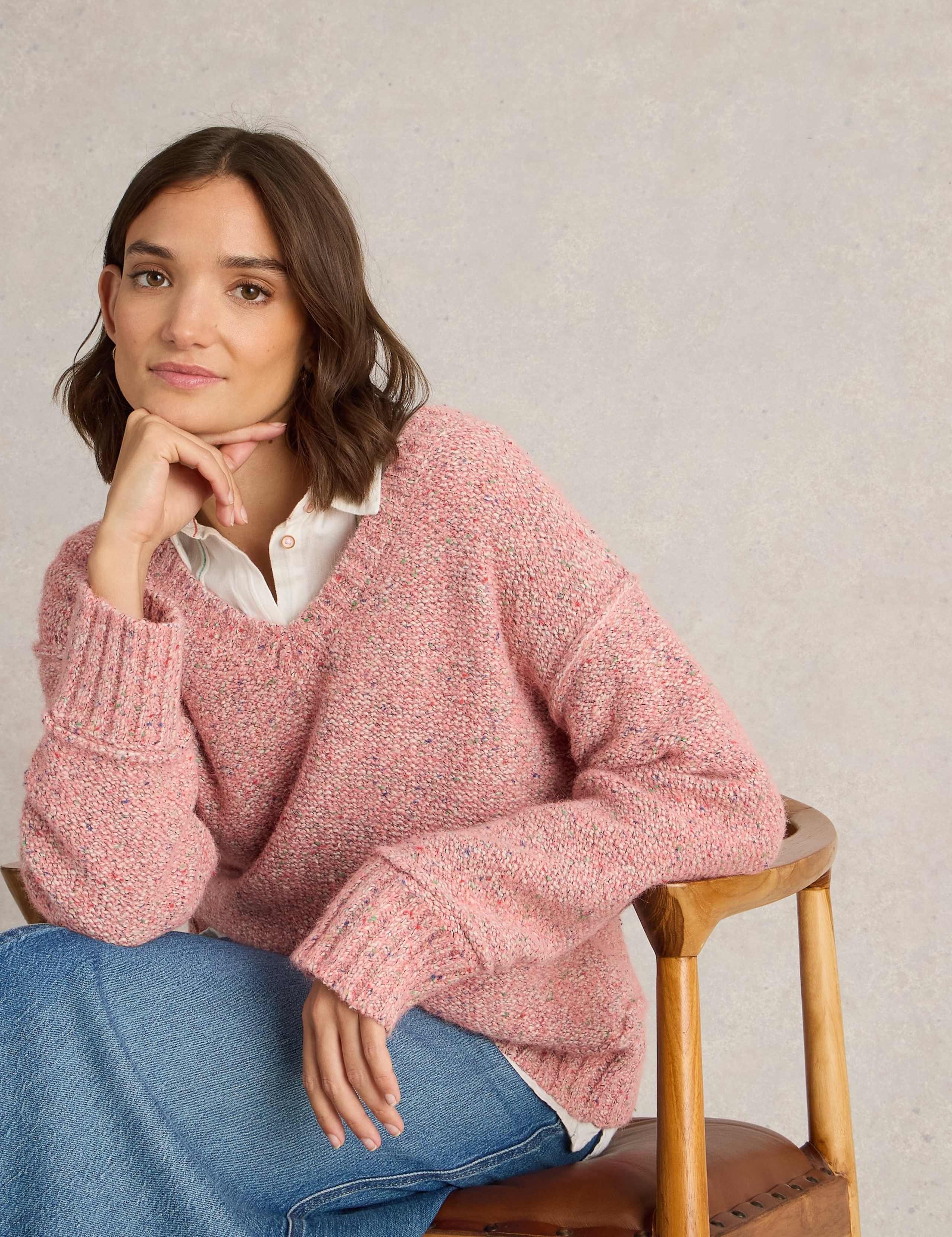 Cotton Rich Textured V-Neck Jumper 5 of 6