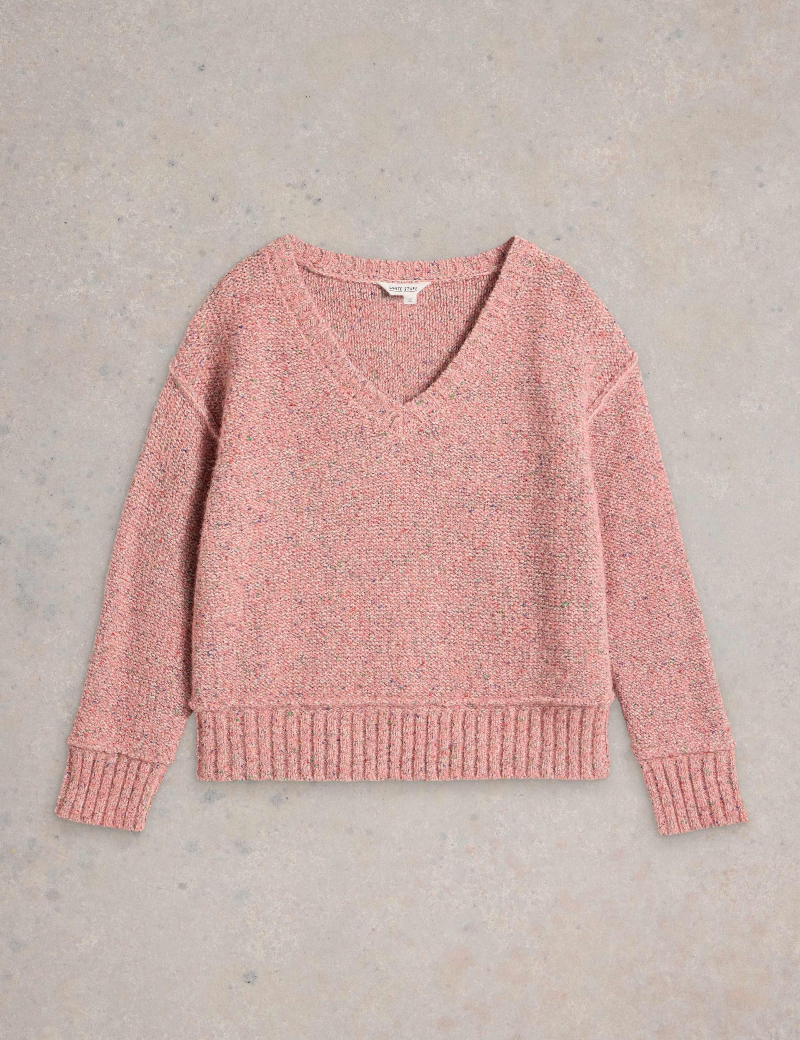 Cotton Rich Textured V-Neck Jumper 2 of 6
