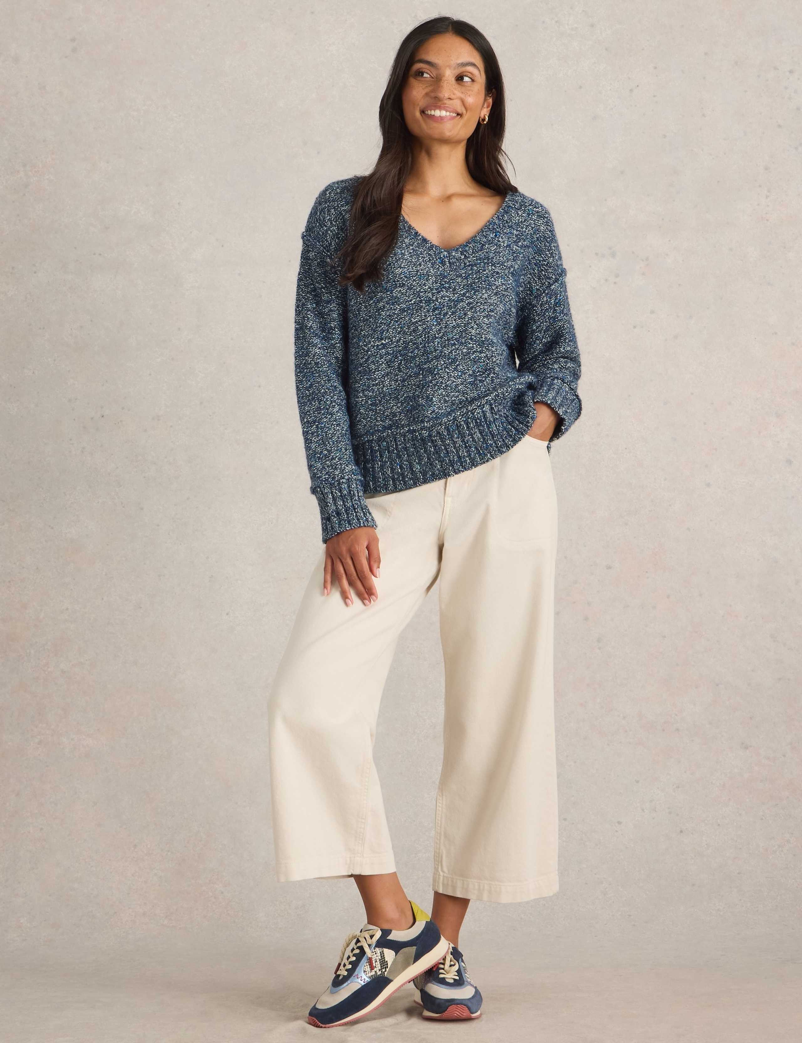 Cotton Rich Textured V-Neck Jumper 3 of 6