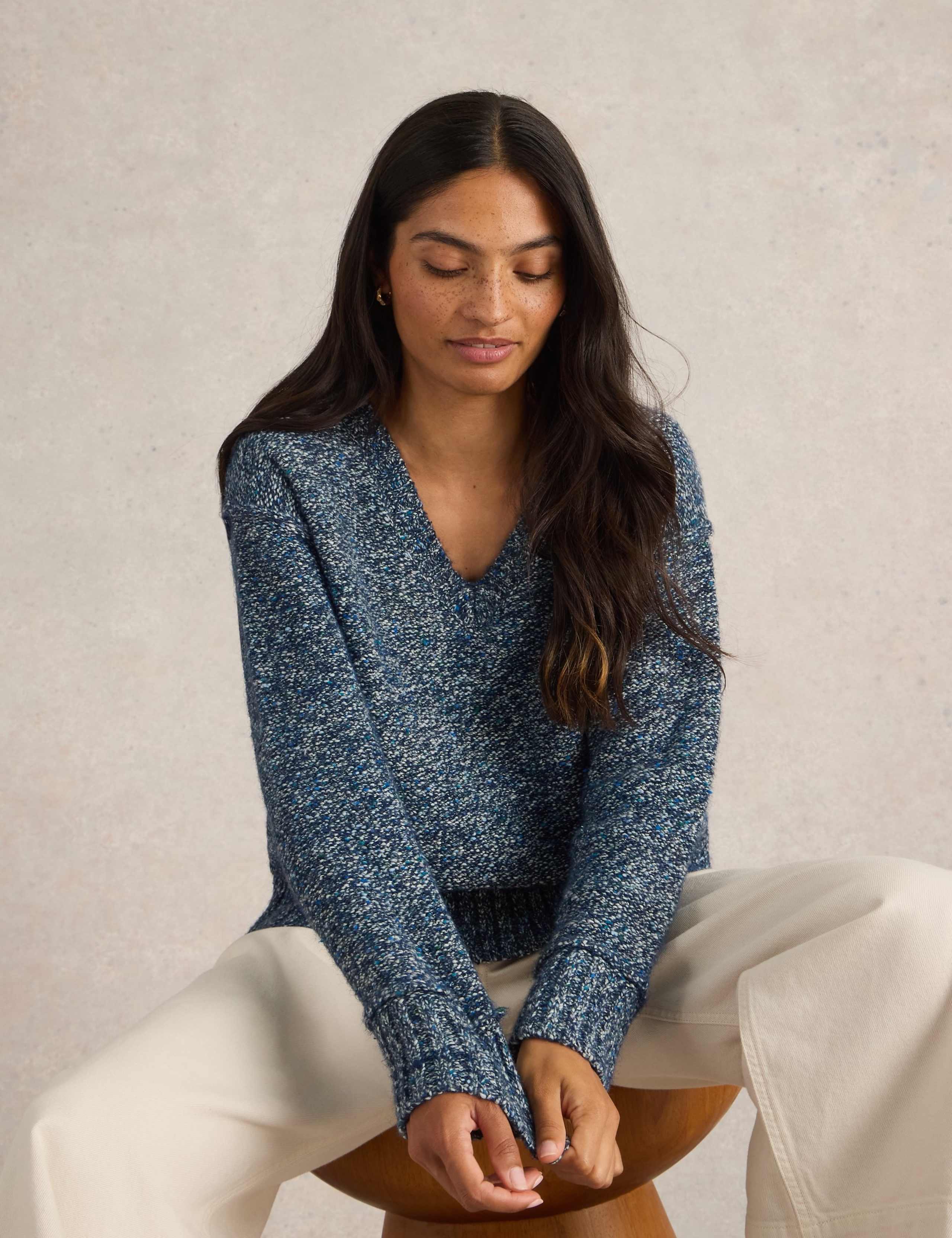 Cotton Rich Textured V-Neck Jumper 5 of 6
