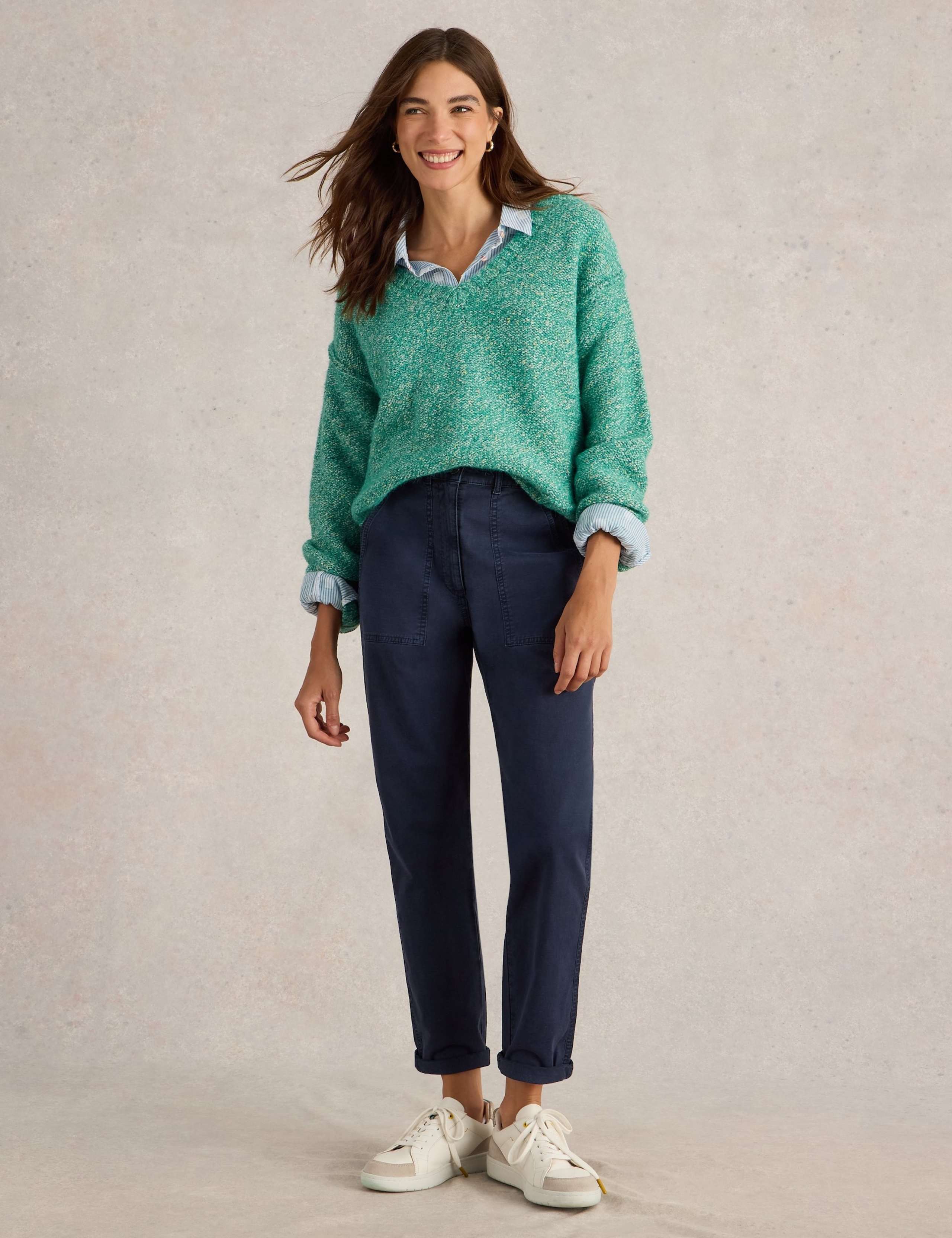 Cotton Rich Textured V-Neck Jumper 3 of 6