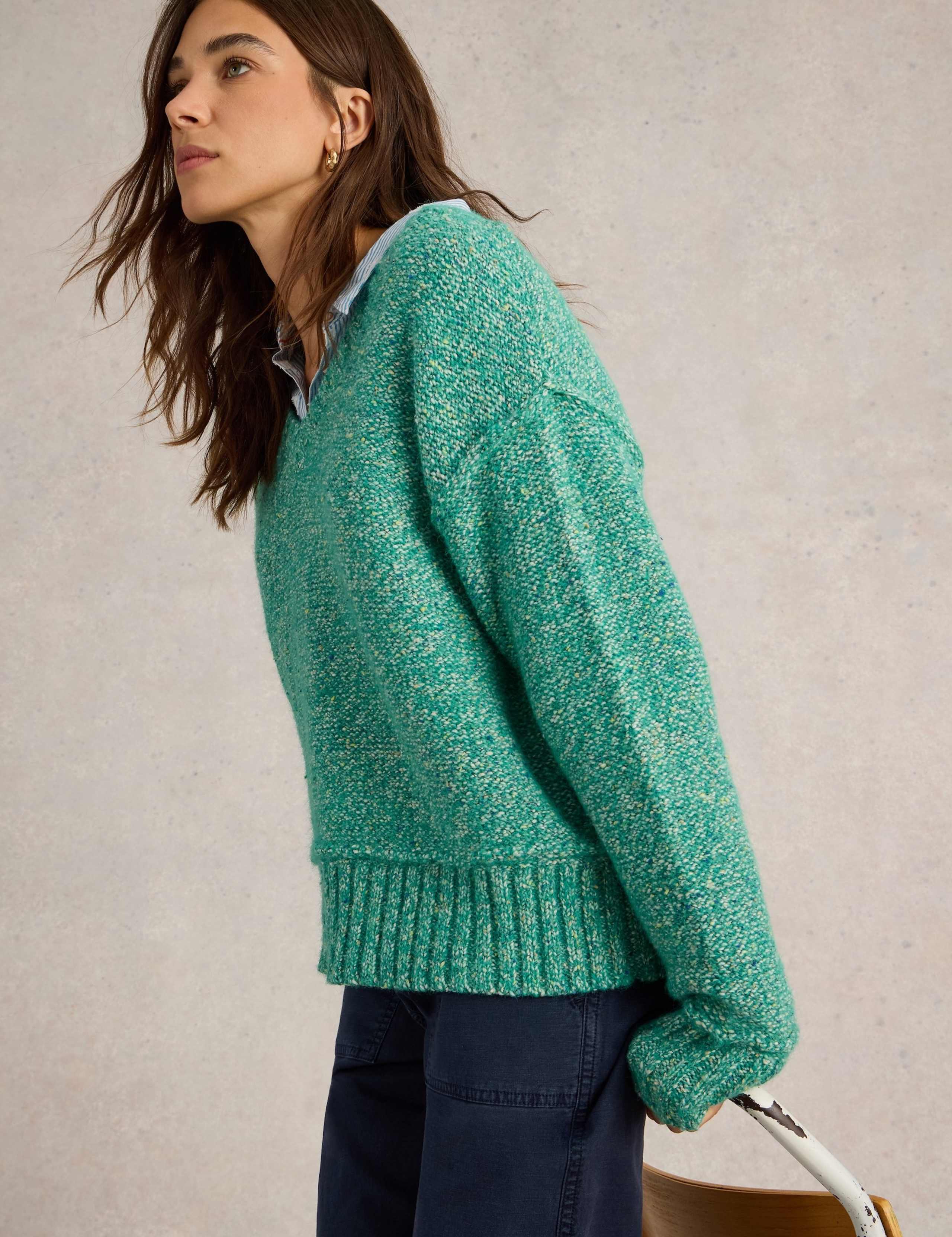 Cotton Rich Textured V-Neck Jumper 5 of 6