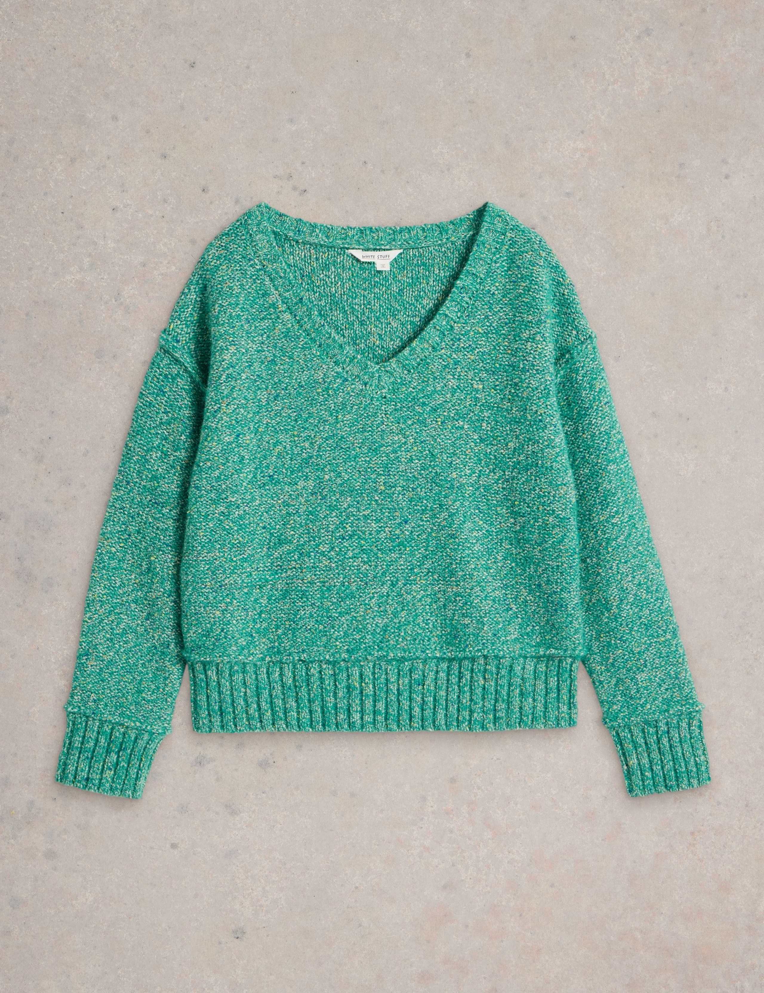 Cotton Rich Textured V-Neck Jumper 2 of 6