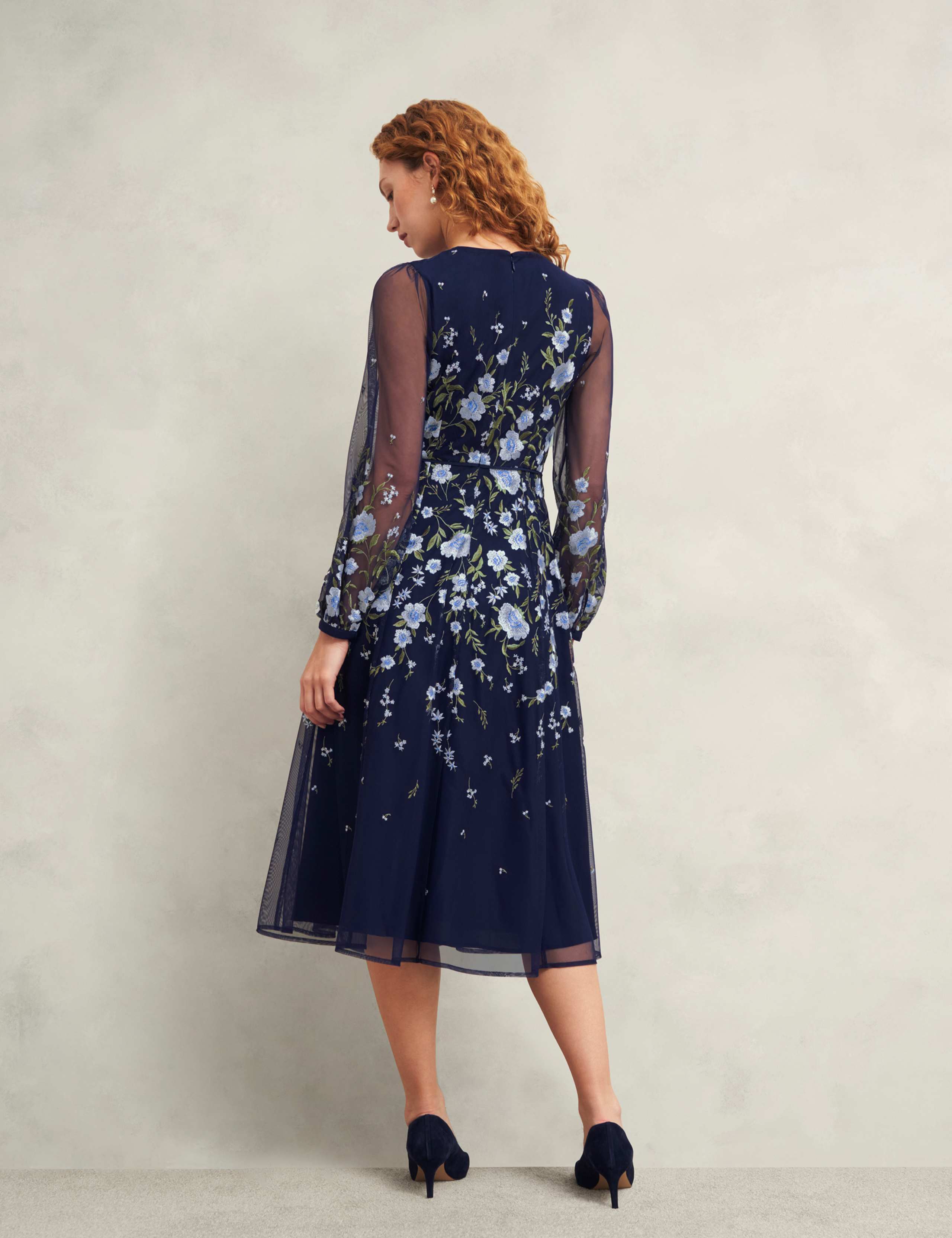 Floral Embroidered Midi Waisted Dress 4 of 7