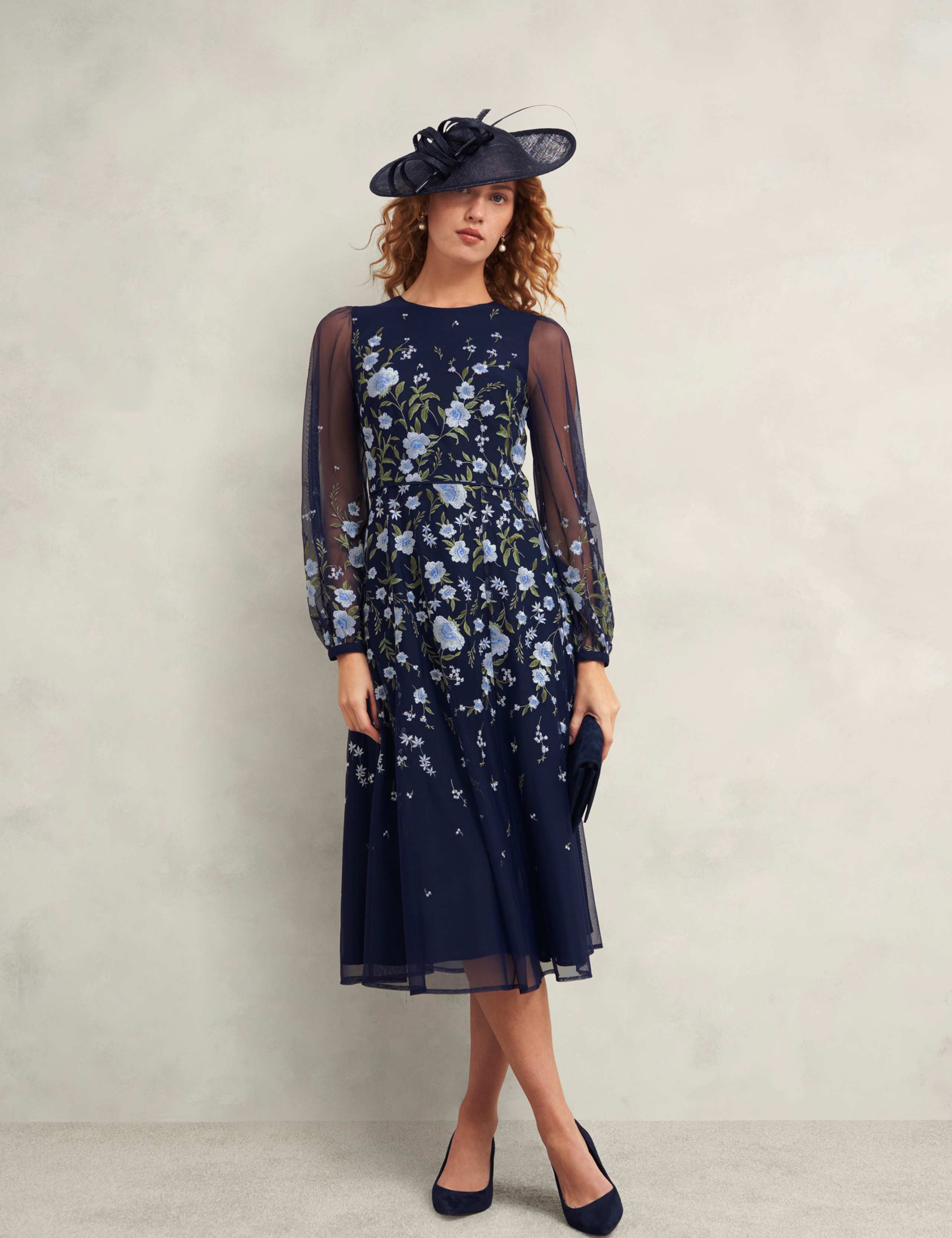 Floral Embroidered Midi Waisted Dress 6 of 7