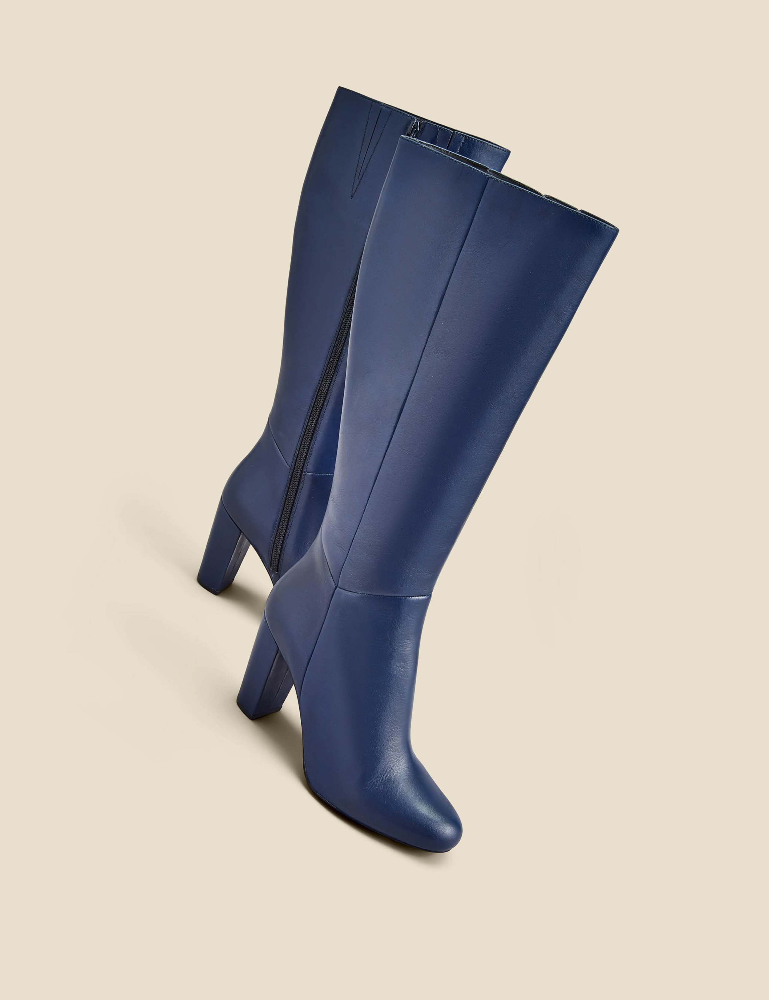 Leather Block Heel Knee High Boots 4 of 4