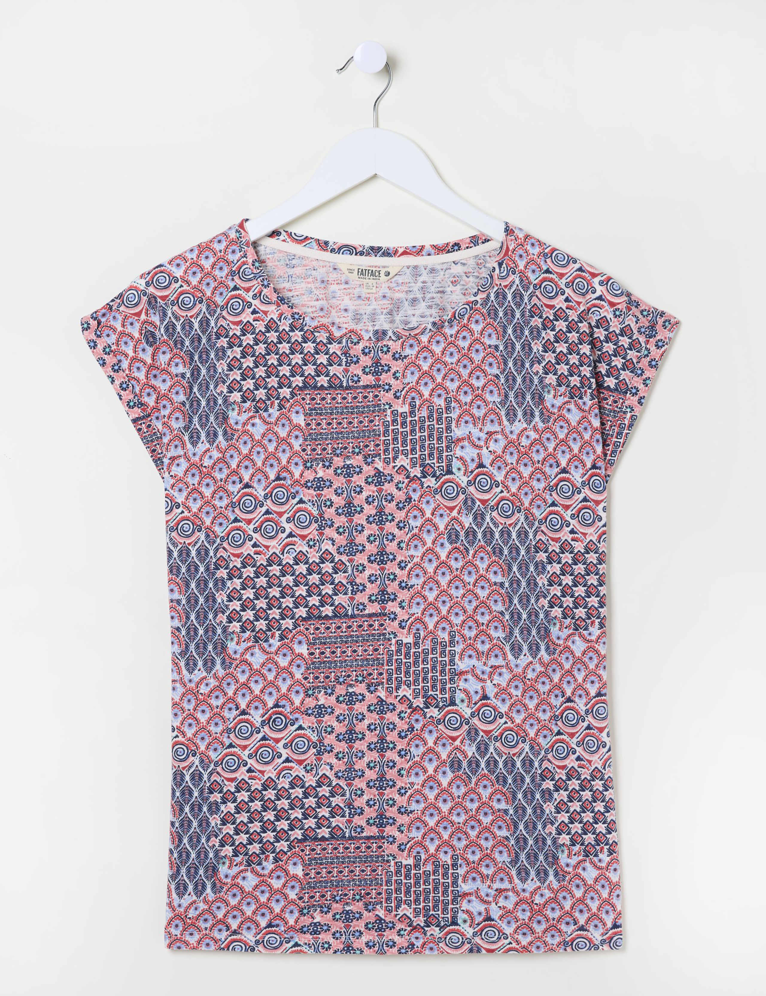 Cotton Modal Blend Geometric Cap Sleeve Top 2 of 6