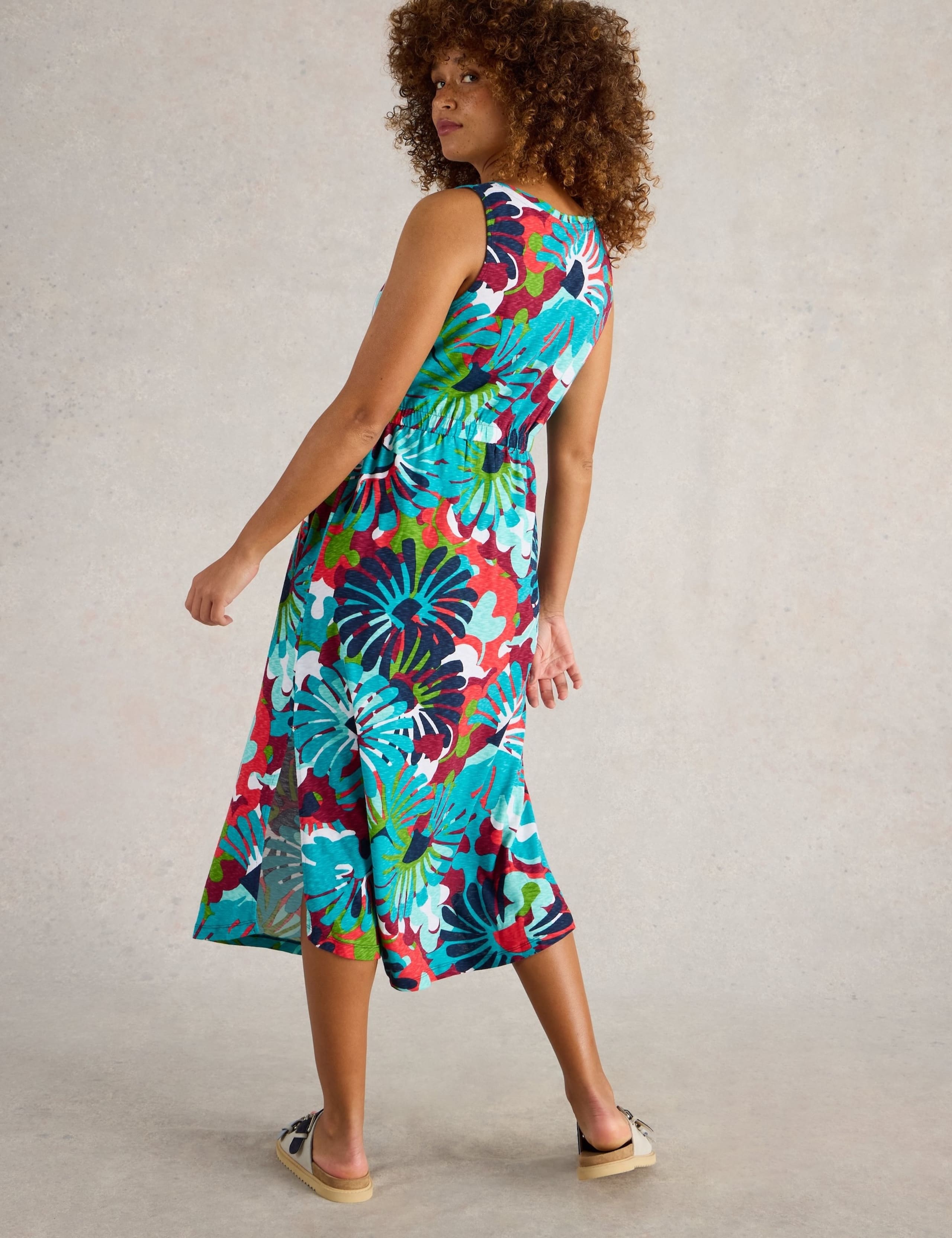Pure Cotton Printed V-Neck Midi Beach Dress 5 of 10