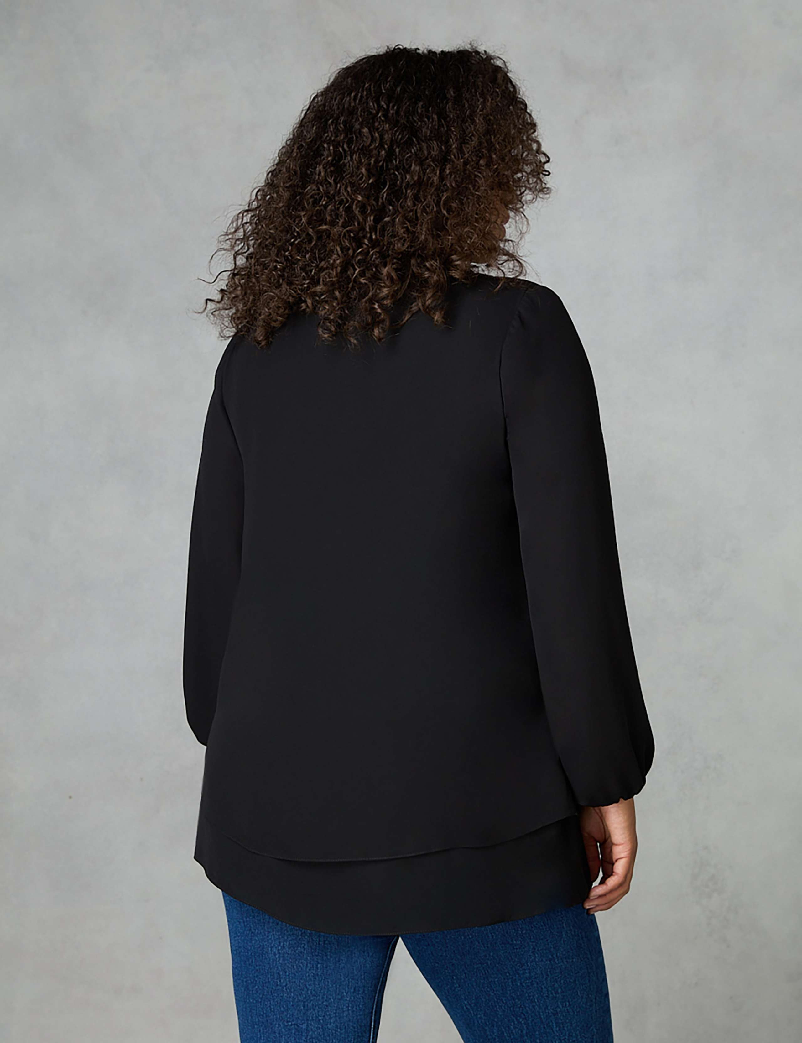 Satin Relaxed Blouson Sleeve Shirt 3 of 4