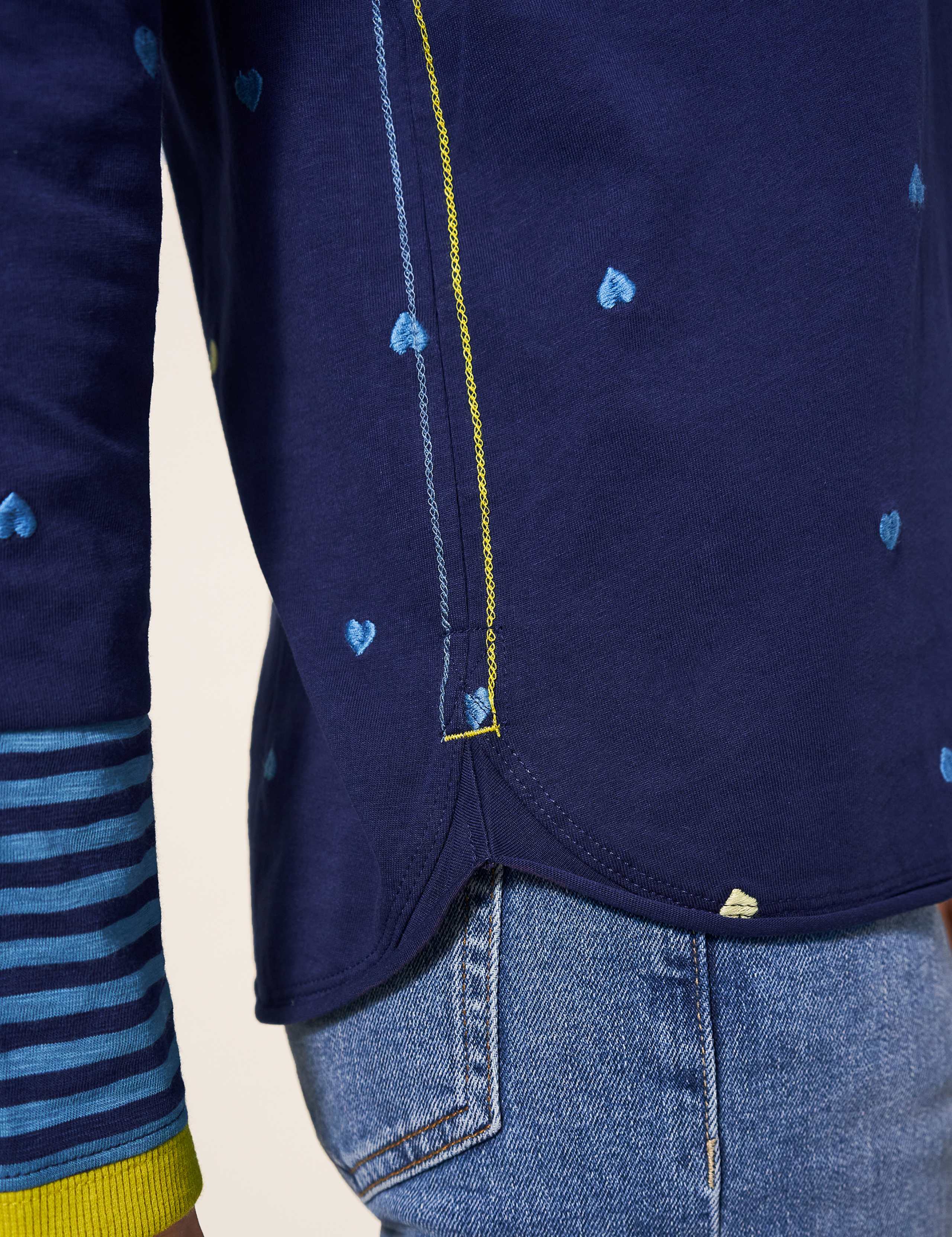 Pure Cotton Heart Embroidered T-Shirt 3 of 4