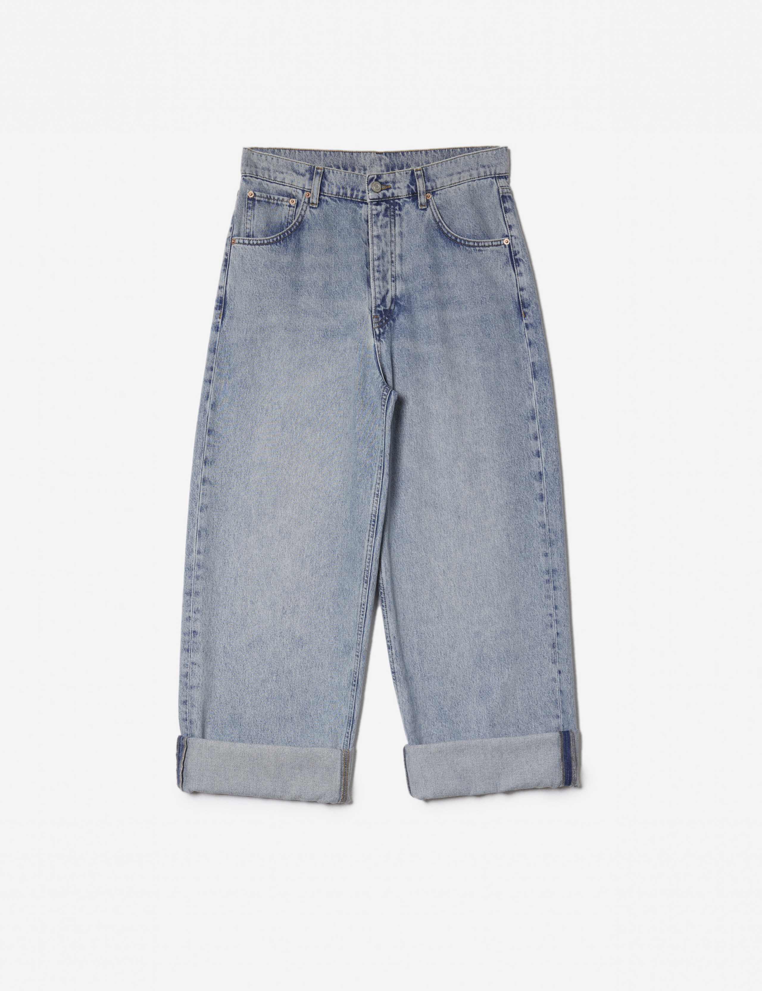 Mid Rise Wide Leg Turn Up Jeans 2 of 5
