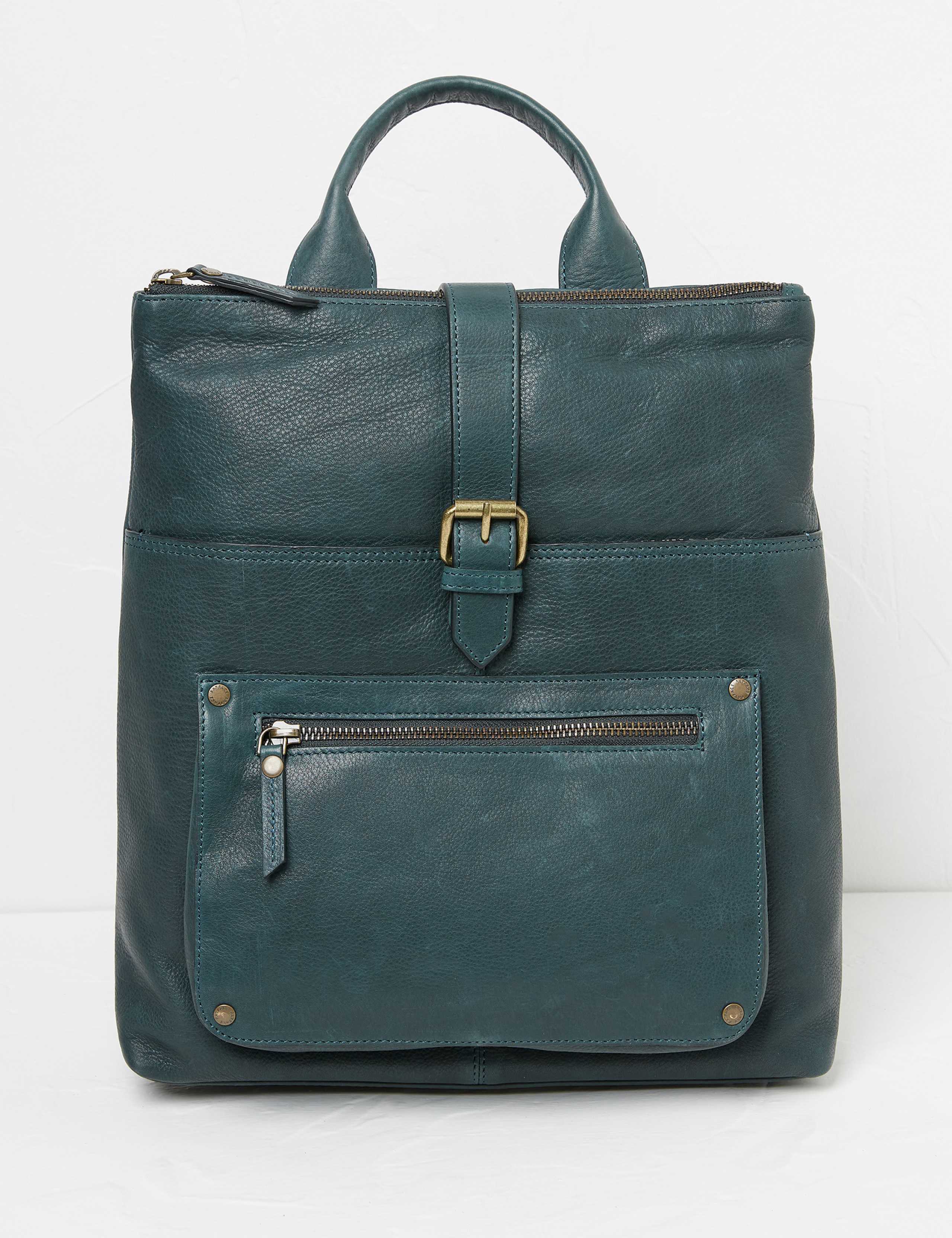 Leather Multi Pocket Buckle Detail Backpack 1 of 4