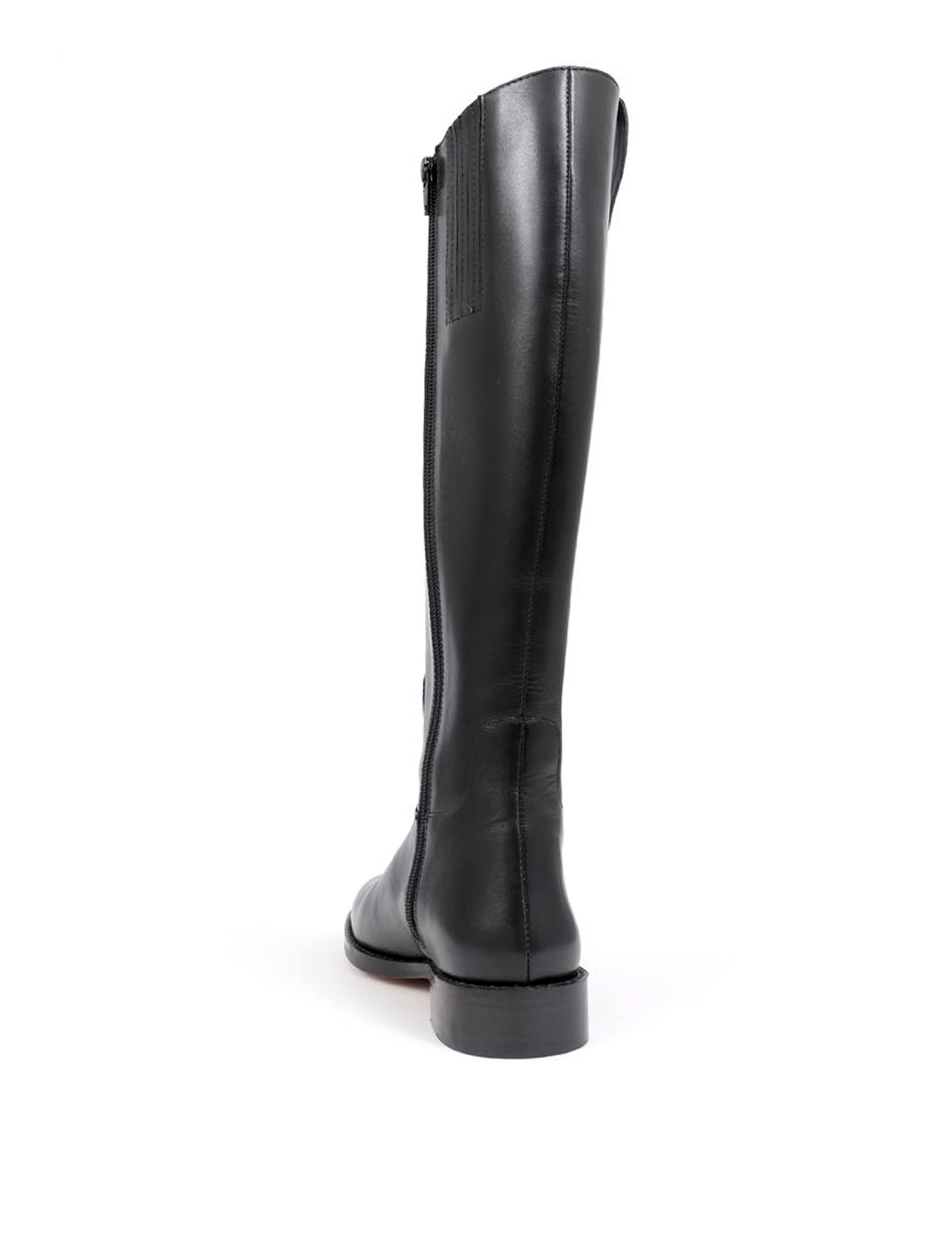 Leather Buckle Flat Knee High Boots 3 of 5