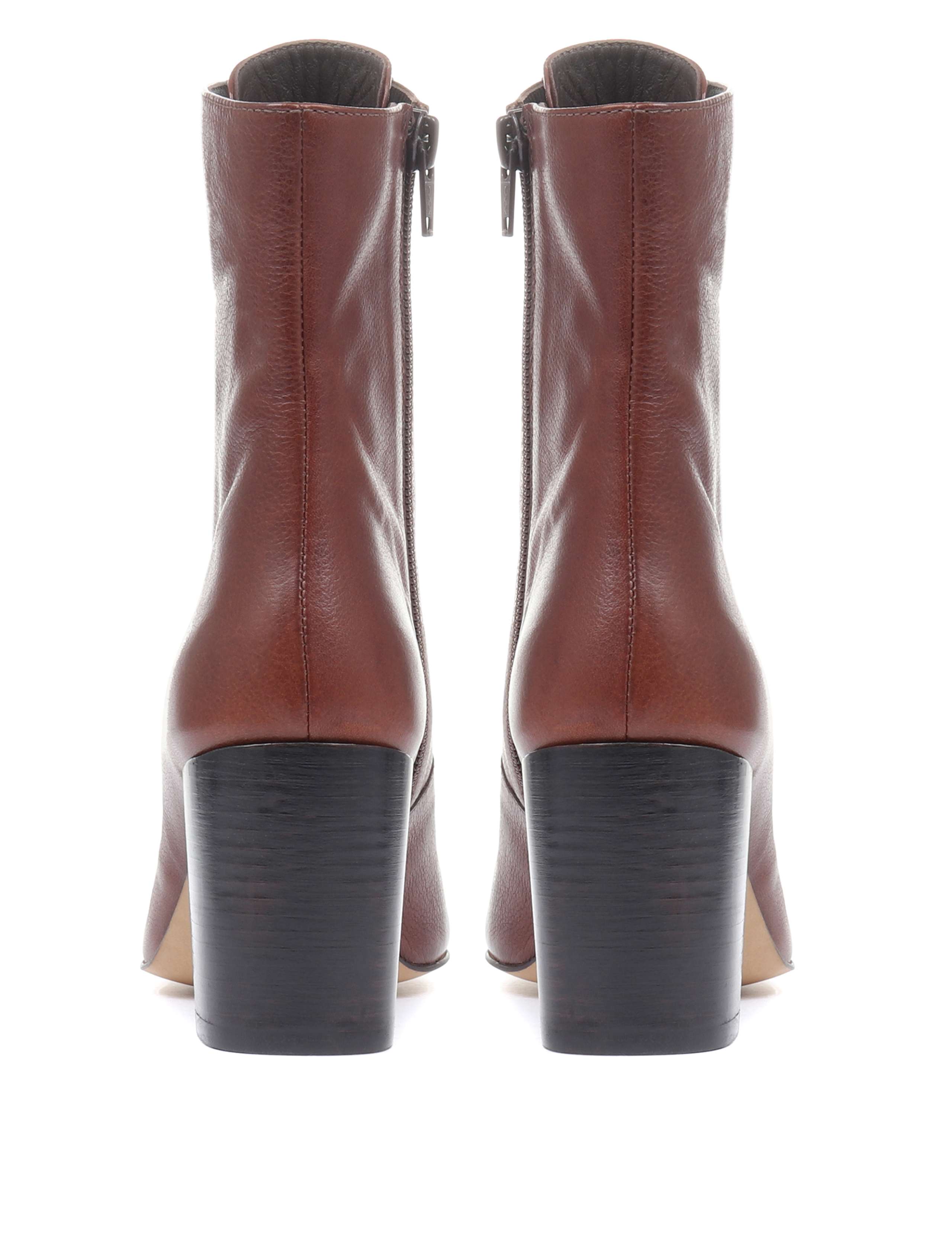 Leather Lace-Up Block Heel Ankle Boots 4 of 6