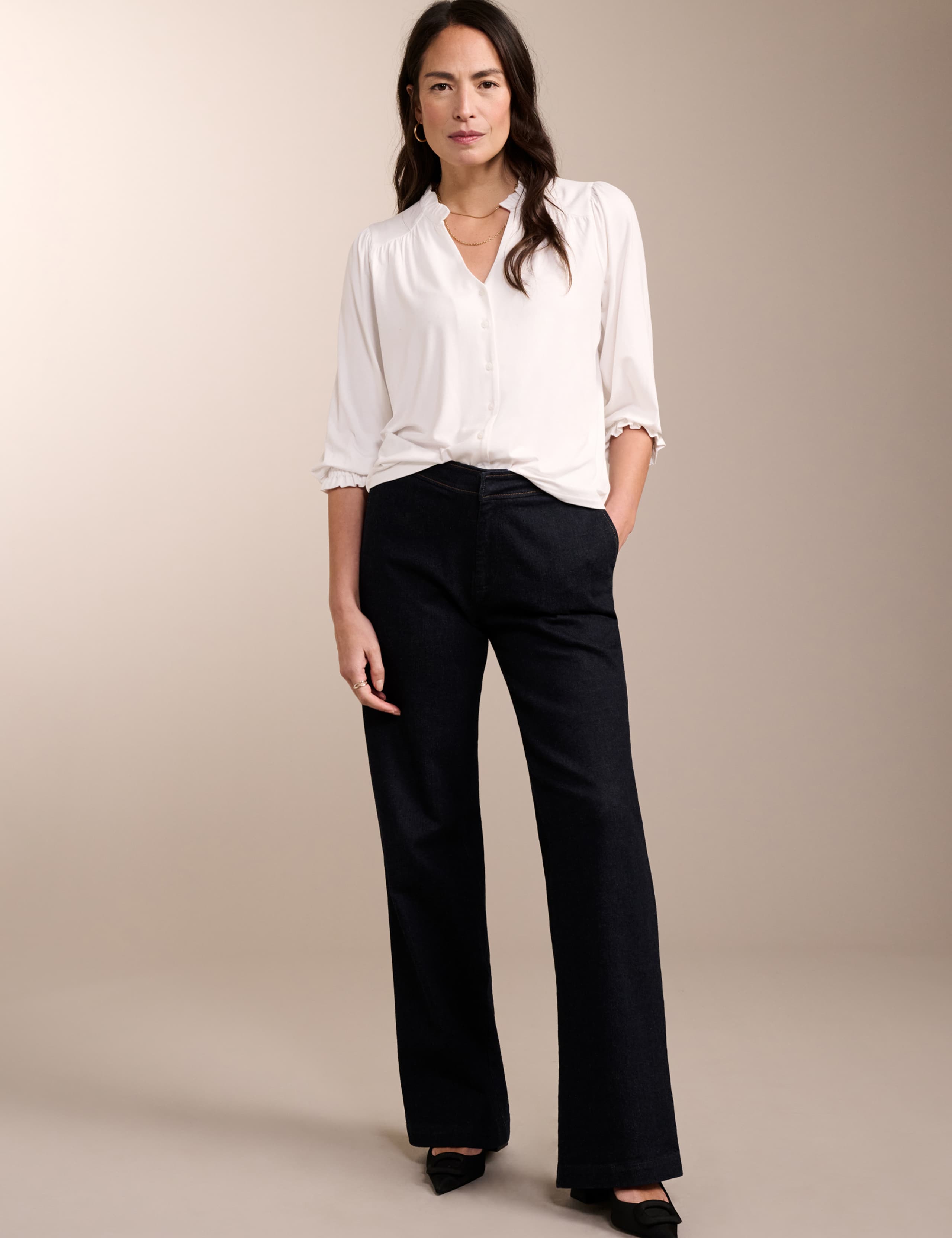 Notch Neck Frill Detail Relaxed Blouse 3 of 5