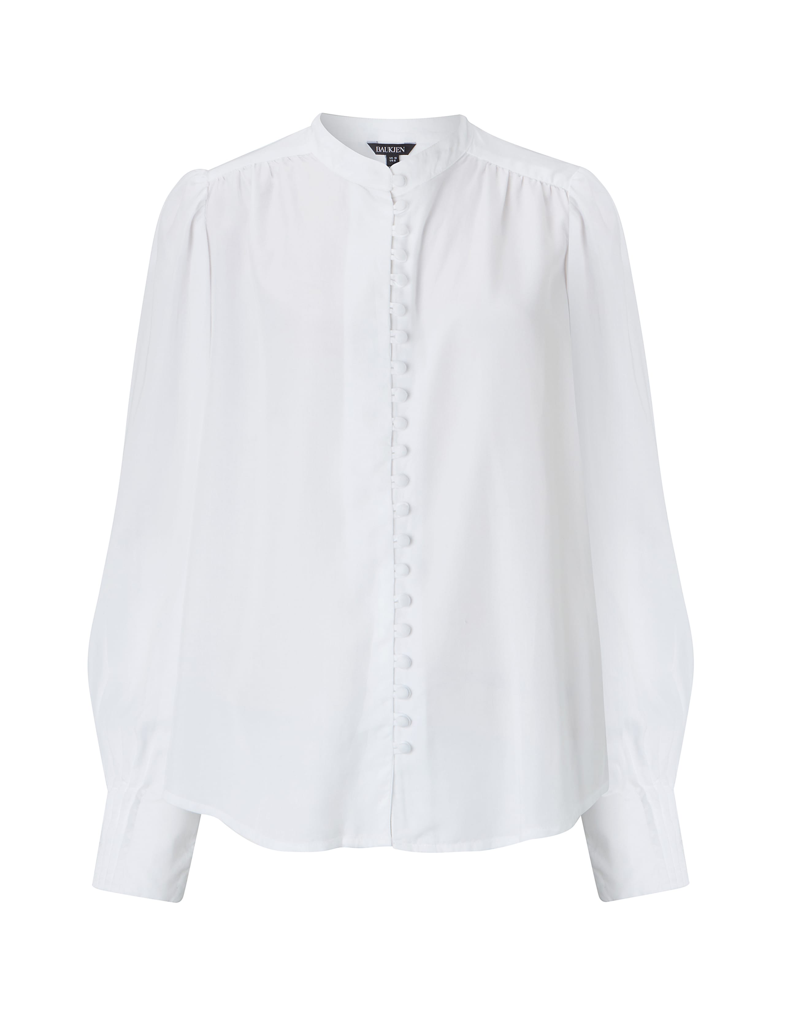 Crew Neck Button Through Puff Sleeve Blouse 2 of 9