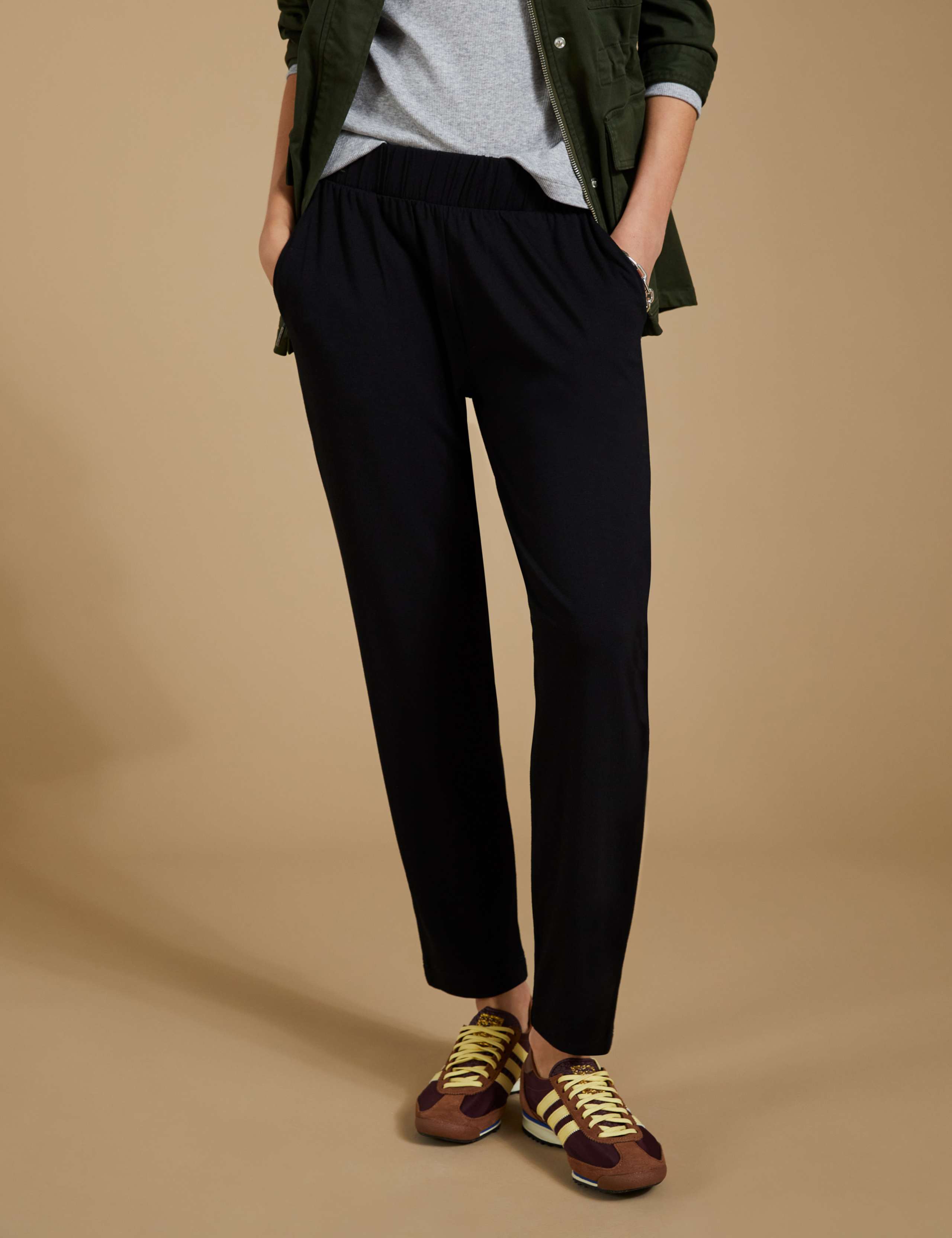 Jersey Elasticated Waist Tapered Trousers 3 of 8