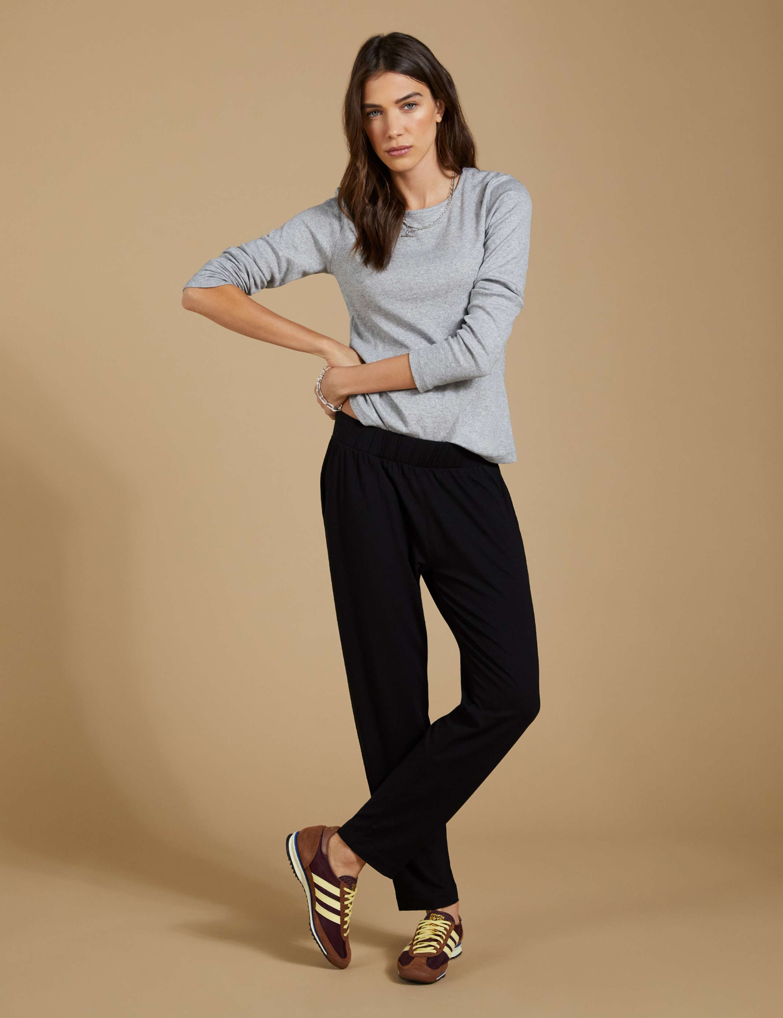 Jersey Elasticated Waist Tapered Trousers 5 of 8