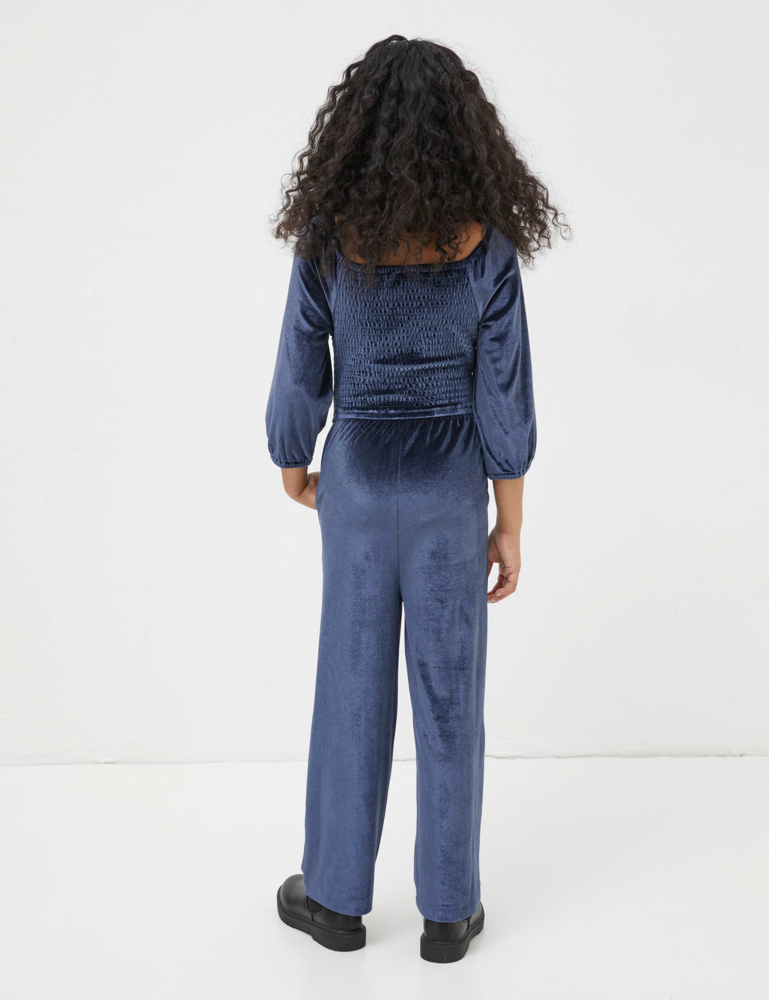 Velvet Shirred Jumpsuit  (3-13 Yrs) 3 of 4