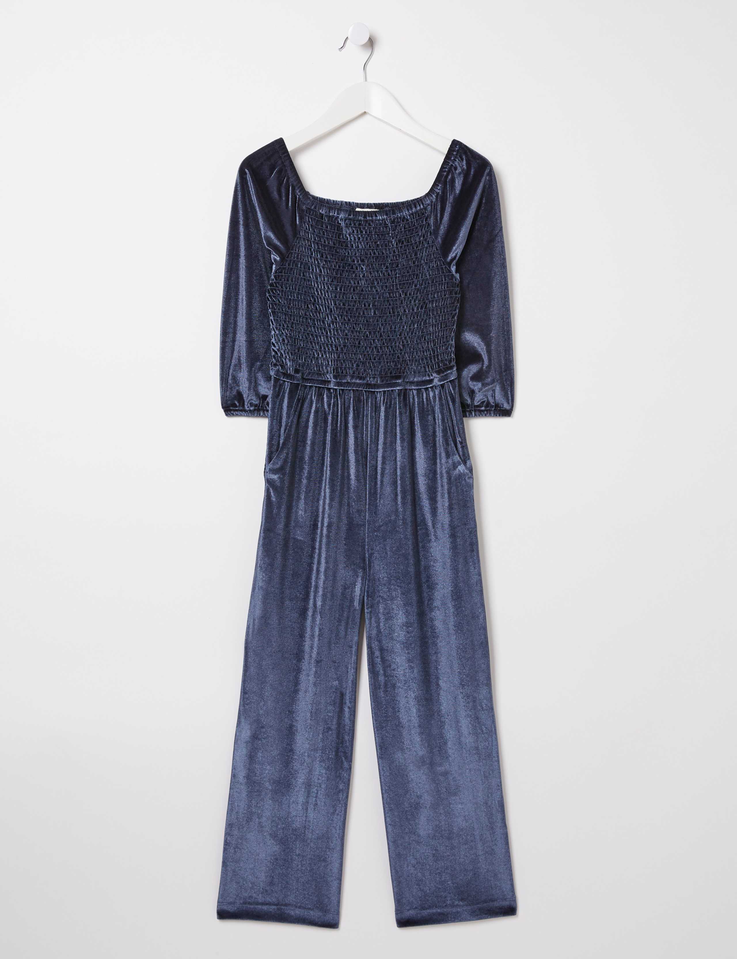 Velvet Shirred Jumpsuit  (3-13 Yrs) 2 of 4