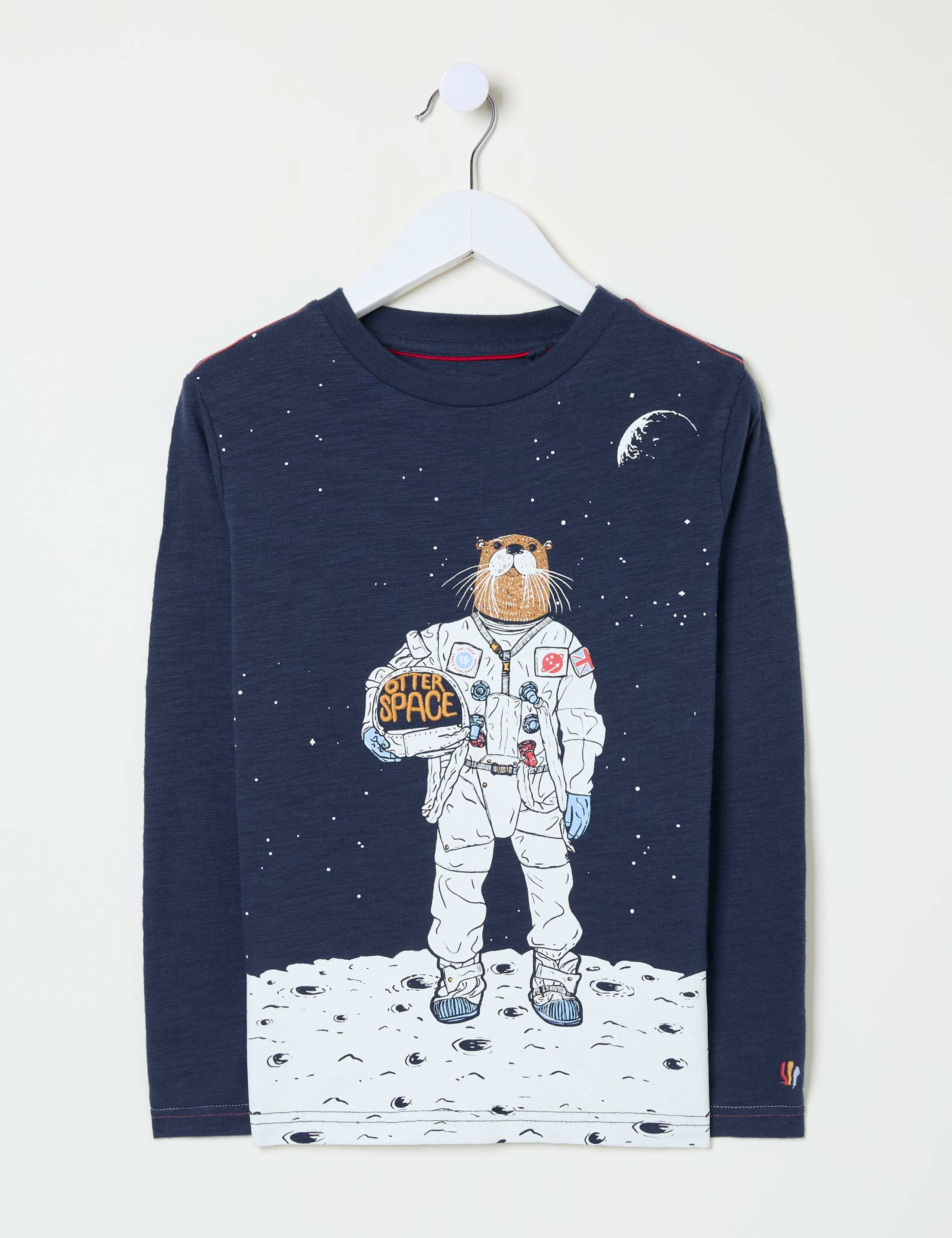 Pure Cotton Space Otter Top (3-13 Yrs) 2 of 4