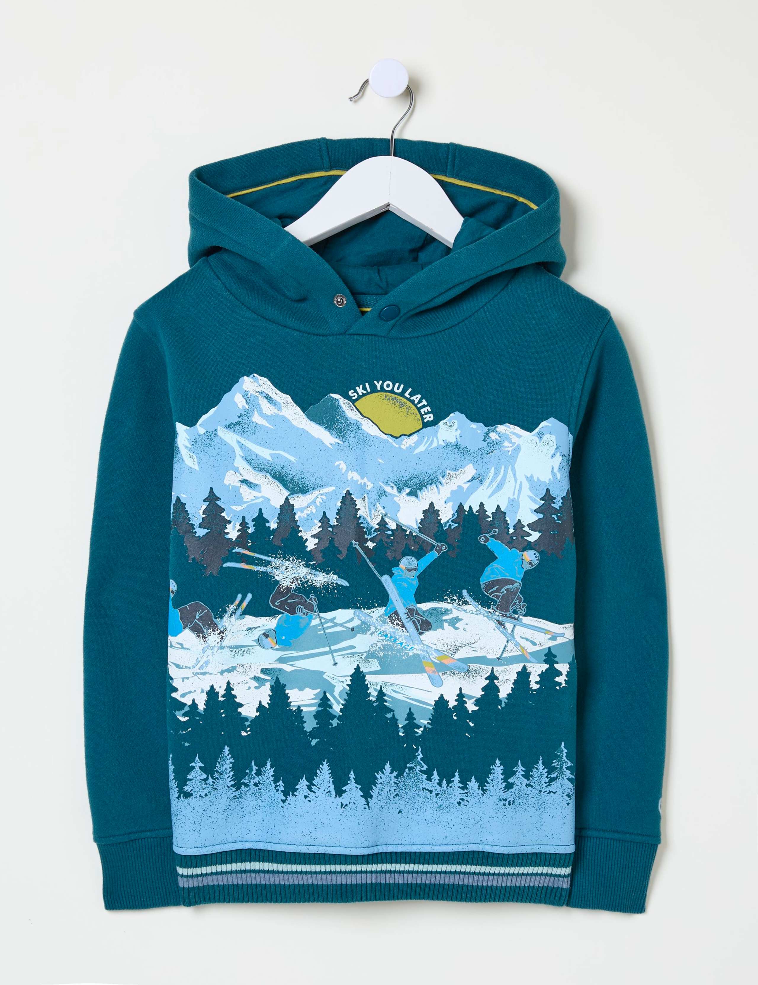 Cotton Rich Mountain Print Hooded Jumper (3-13 Yrs) 2 of 6
