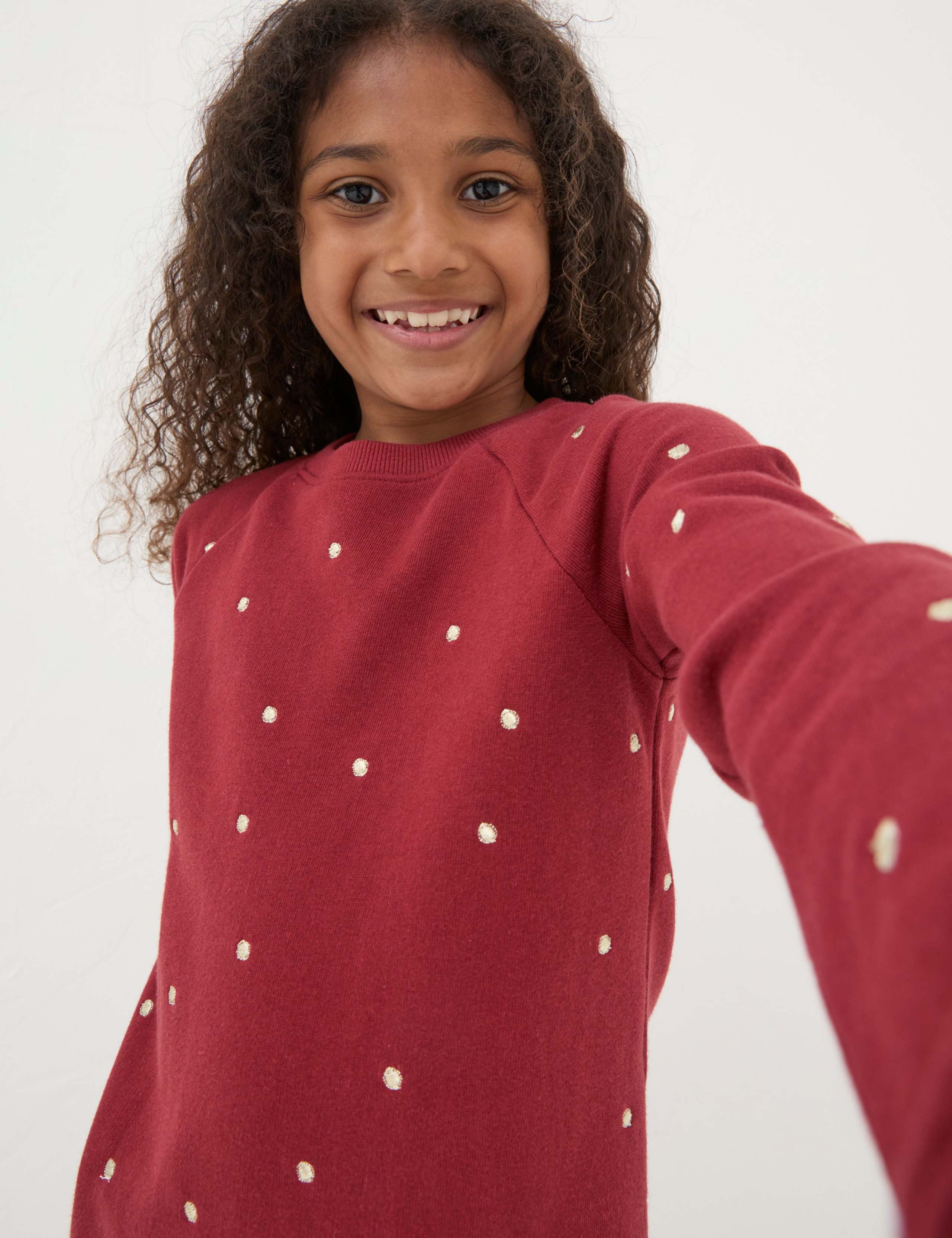 Pure Cotton Spot Sweatshirt Dress (3-13 Yrs) 4 of 4
