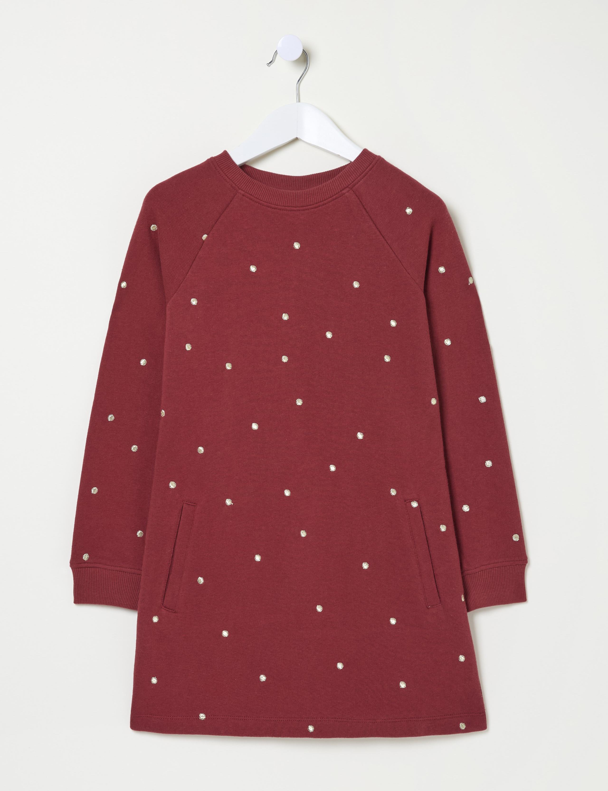 Pure Cotton Spot Sweatshirt Dress (3-13 Yrs) 2 of 4