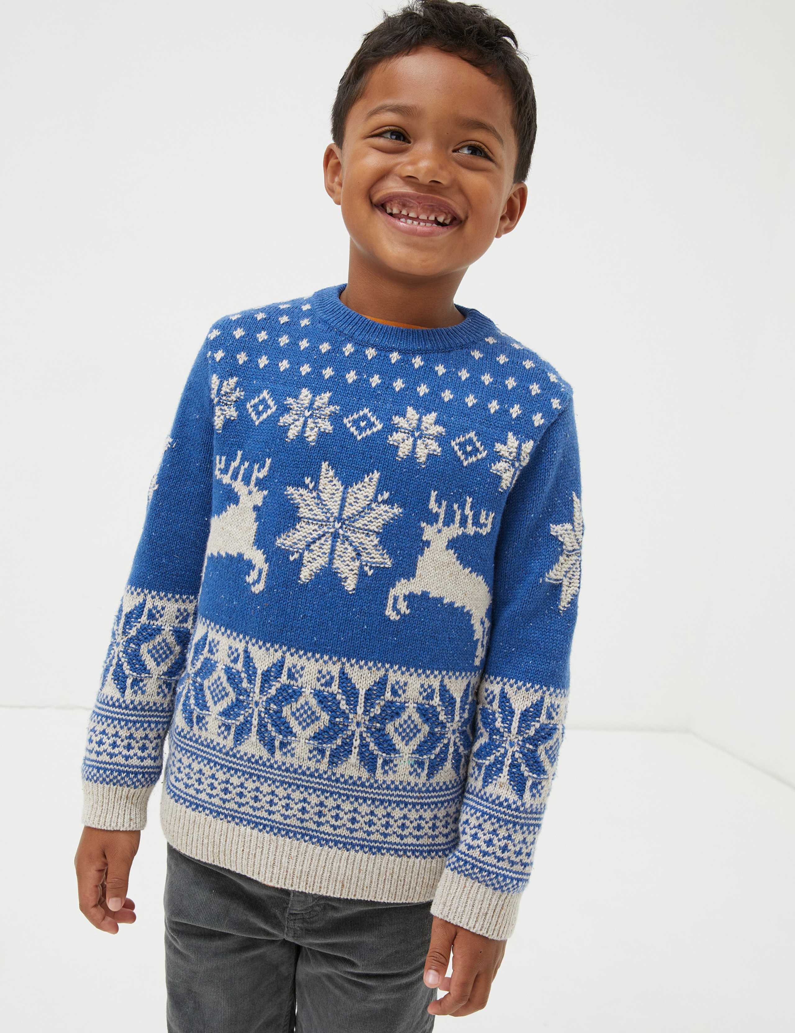 Cotton Rich Deer Fair Isle Knitted Jumper (3-13 Yrs) 1 of 4