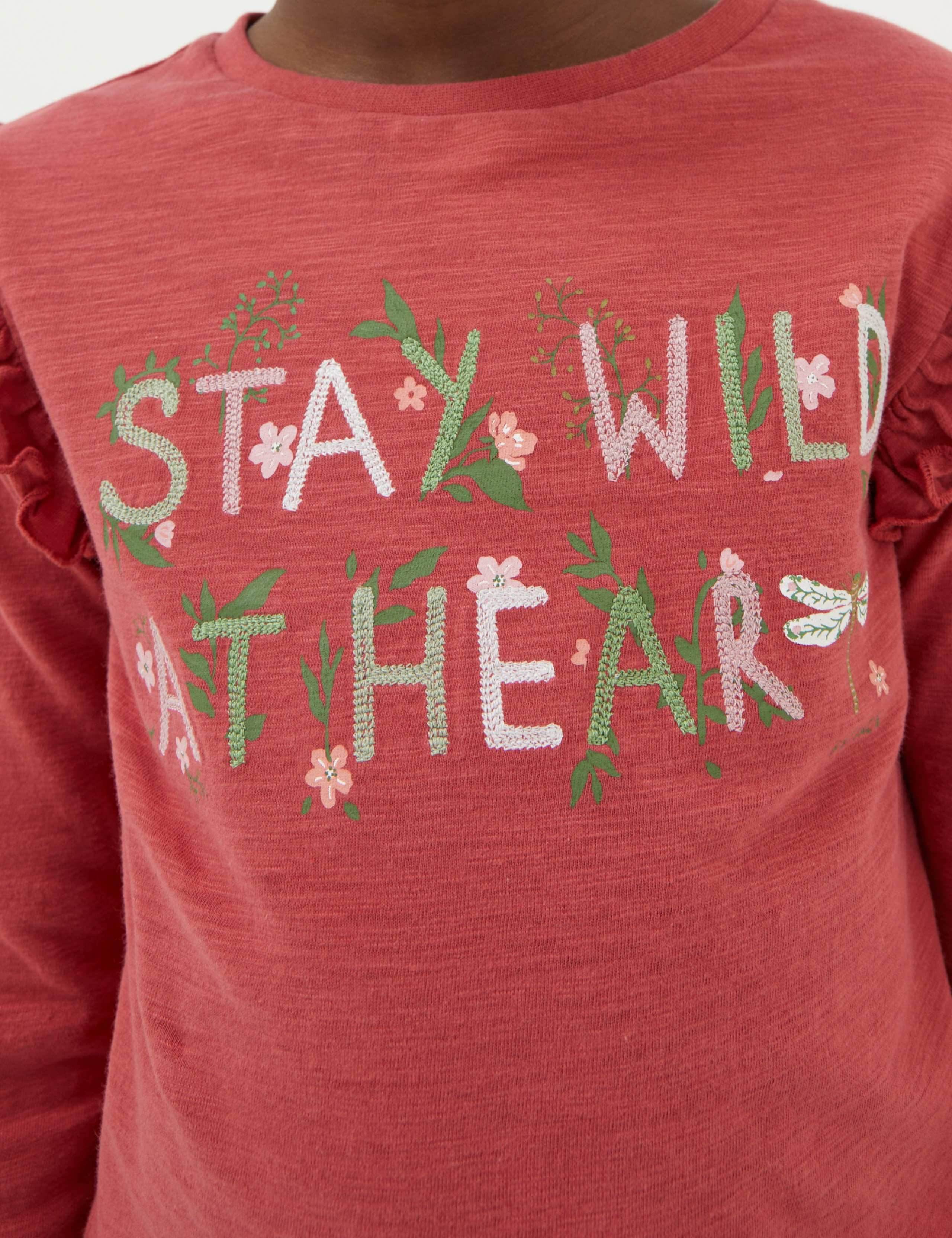 Pure Cotton Wild At Heart Slogan T-Shirt (3-13 Yrs) 4 of 4