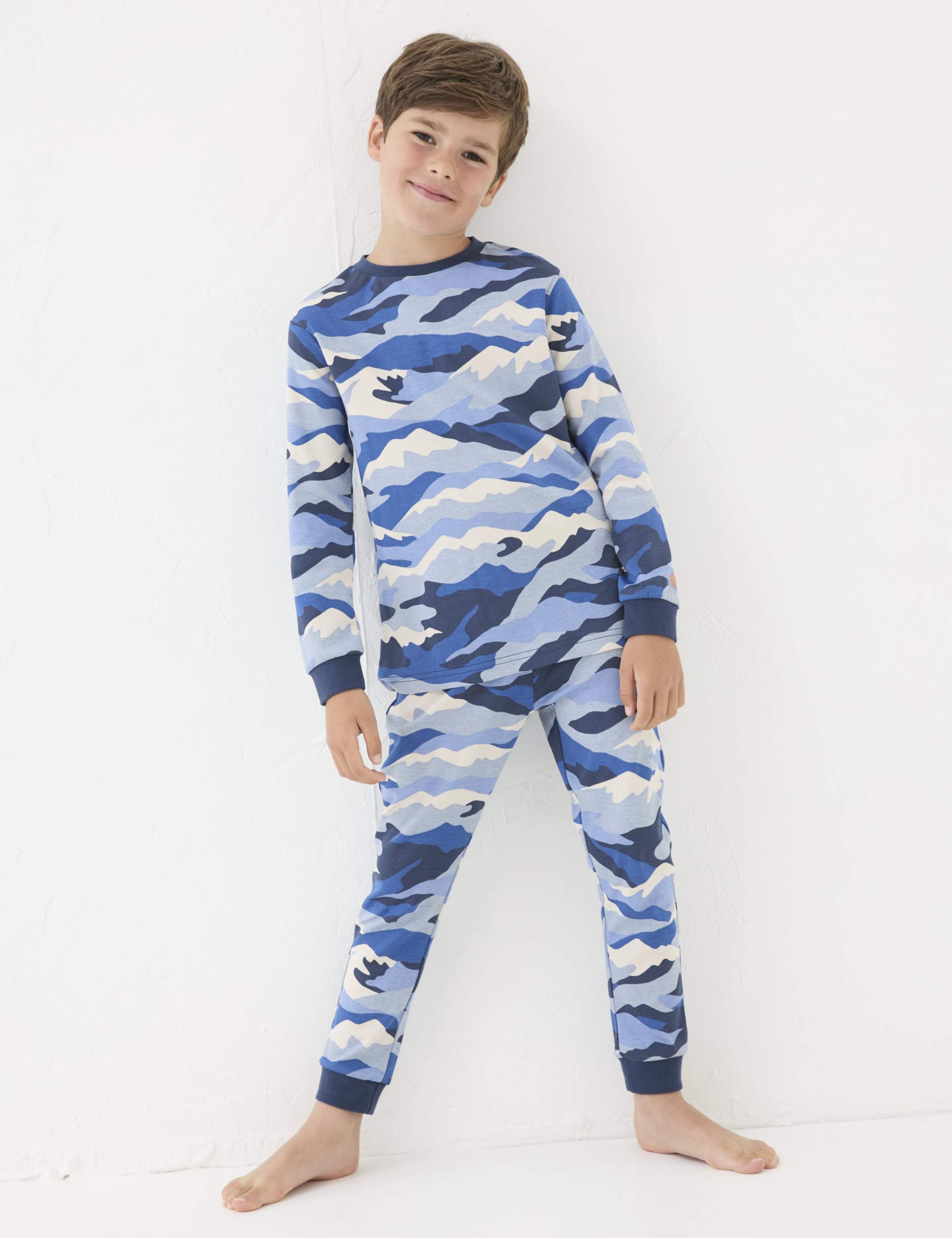 Pure Cotton Mountain Print Pyjama Set (3-13 Yrs) 1 of 5